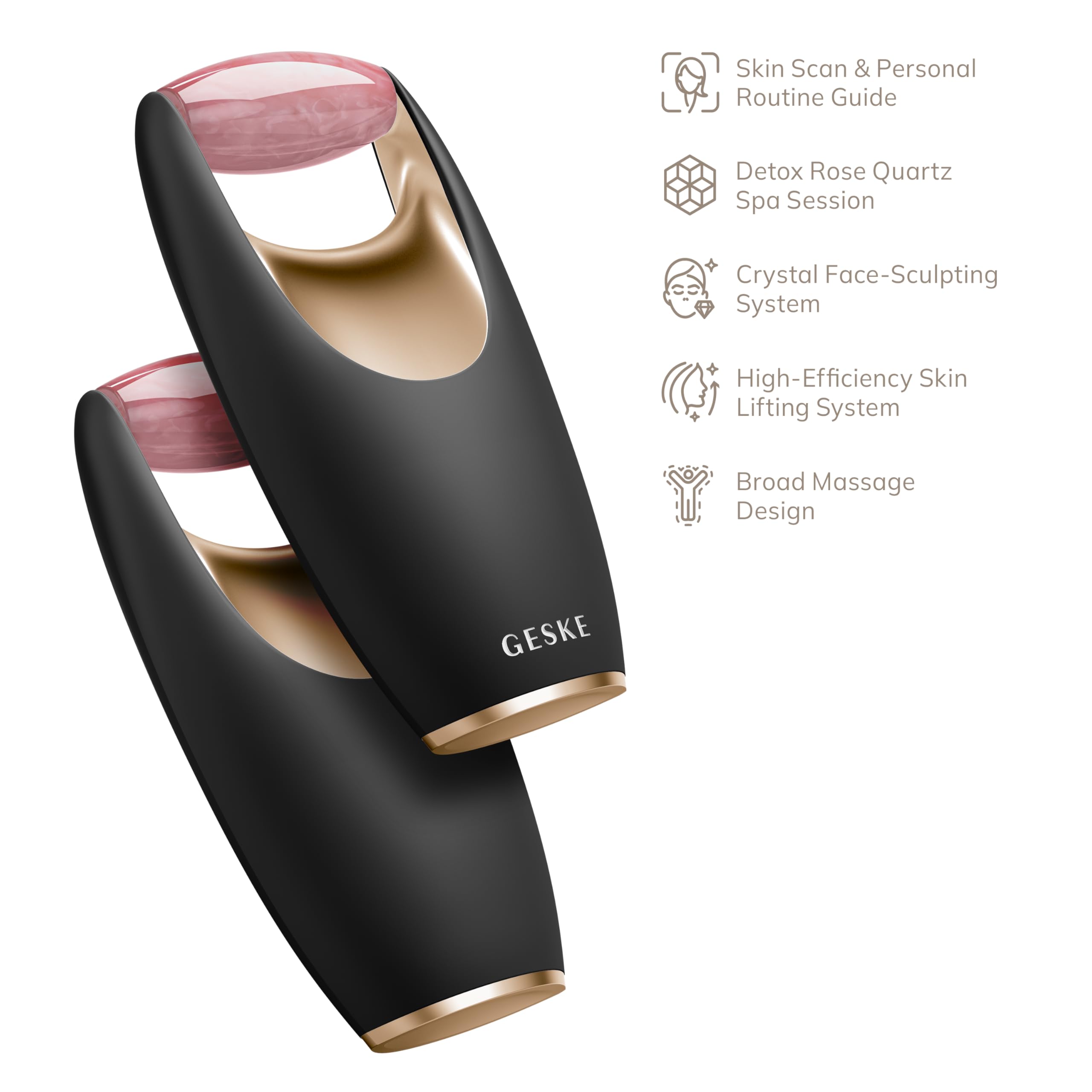 GESKE Rose Quartz Roller | 5 in 1 | Face Yoga | Aus Rosenquarz