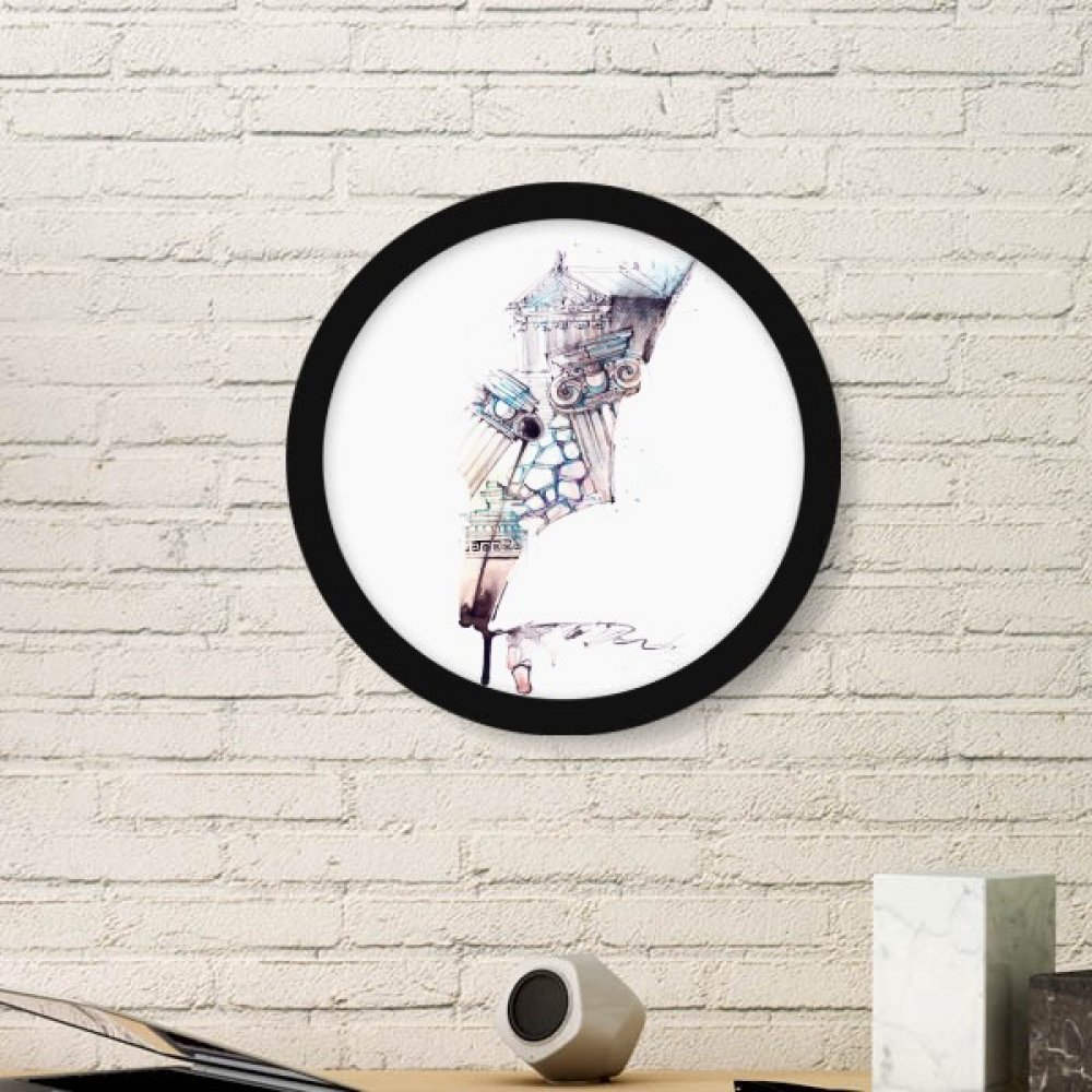 Peinture ronde aquarelle baroque cadre photo noir stickers muraux pour decoration maison