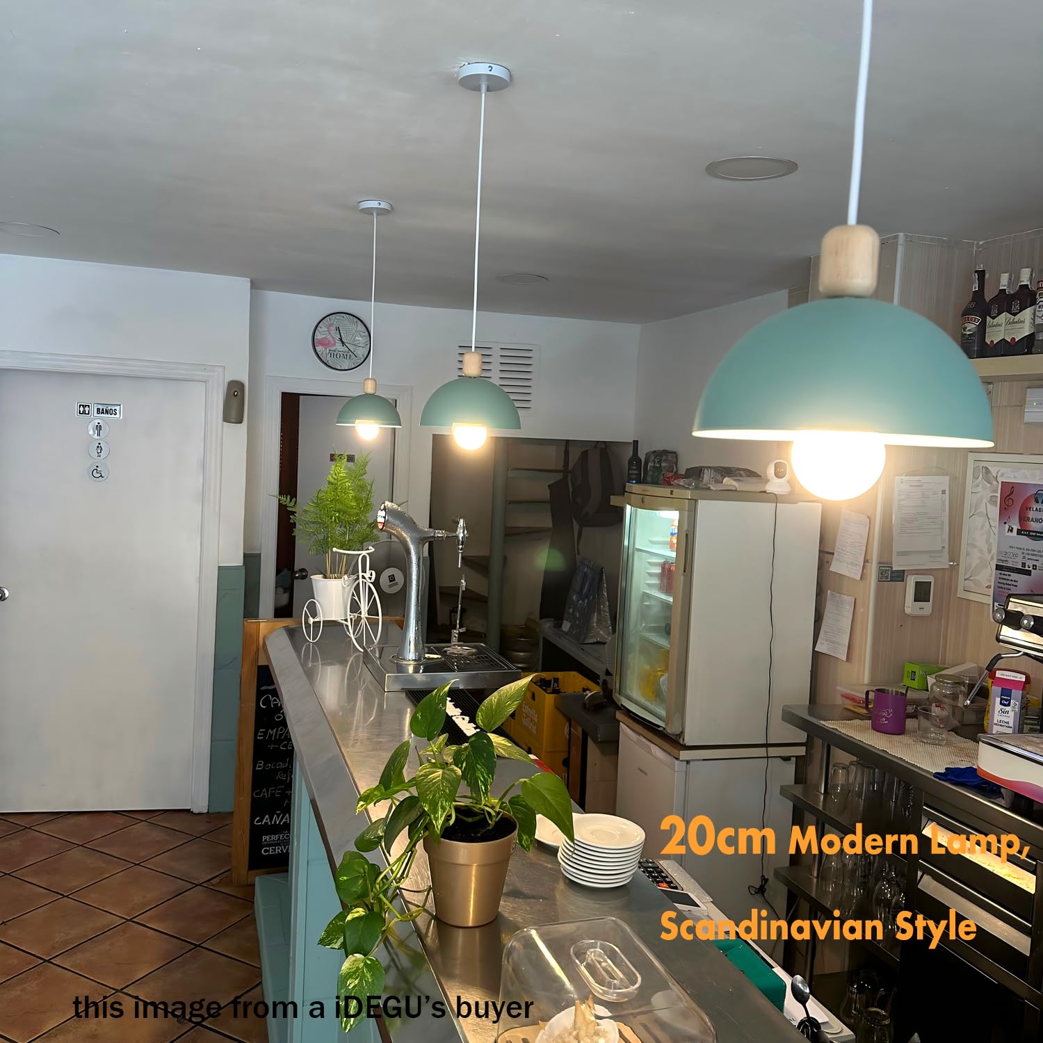 iDEGU Lampada a Sospensione Retrò 20CM LED Lampada a Soffitto in Legna Metallo Moderna Lampadario Stile Scandinavo a Semicerchio Plafoniera per Soggiorno Sala da Pranzo Camera da Letto (Verde)