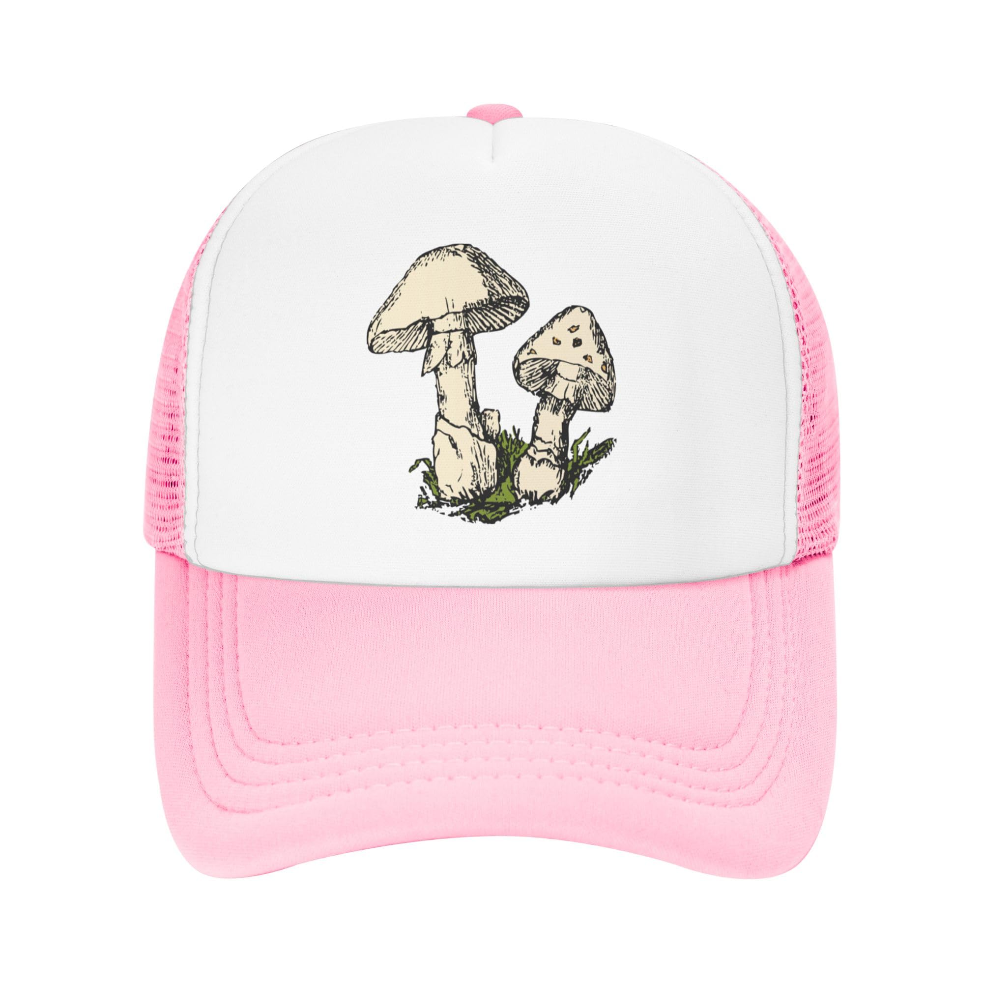 Colored Mushrooms Lightweight Mesh Baseball Hat Fishing Sun Cap Outdoor Casual Cap Pink