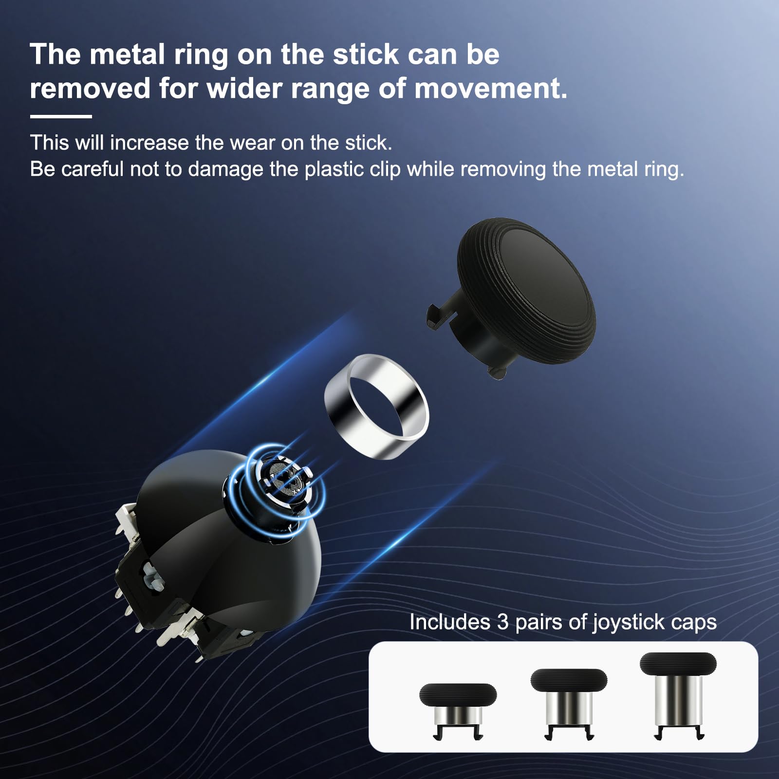 AKNES GuliKit Joystick Elettromagnetici TMR per Controller DualSense PS5 / DualSense Edge (PS5 Edge), Sostitutivo di Joystick con Tensione Regolabile 720°, con 3 Paia di Capsule di Altezze Diverse