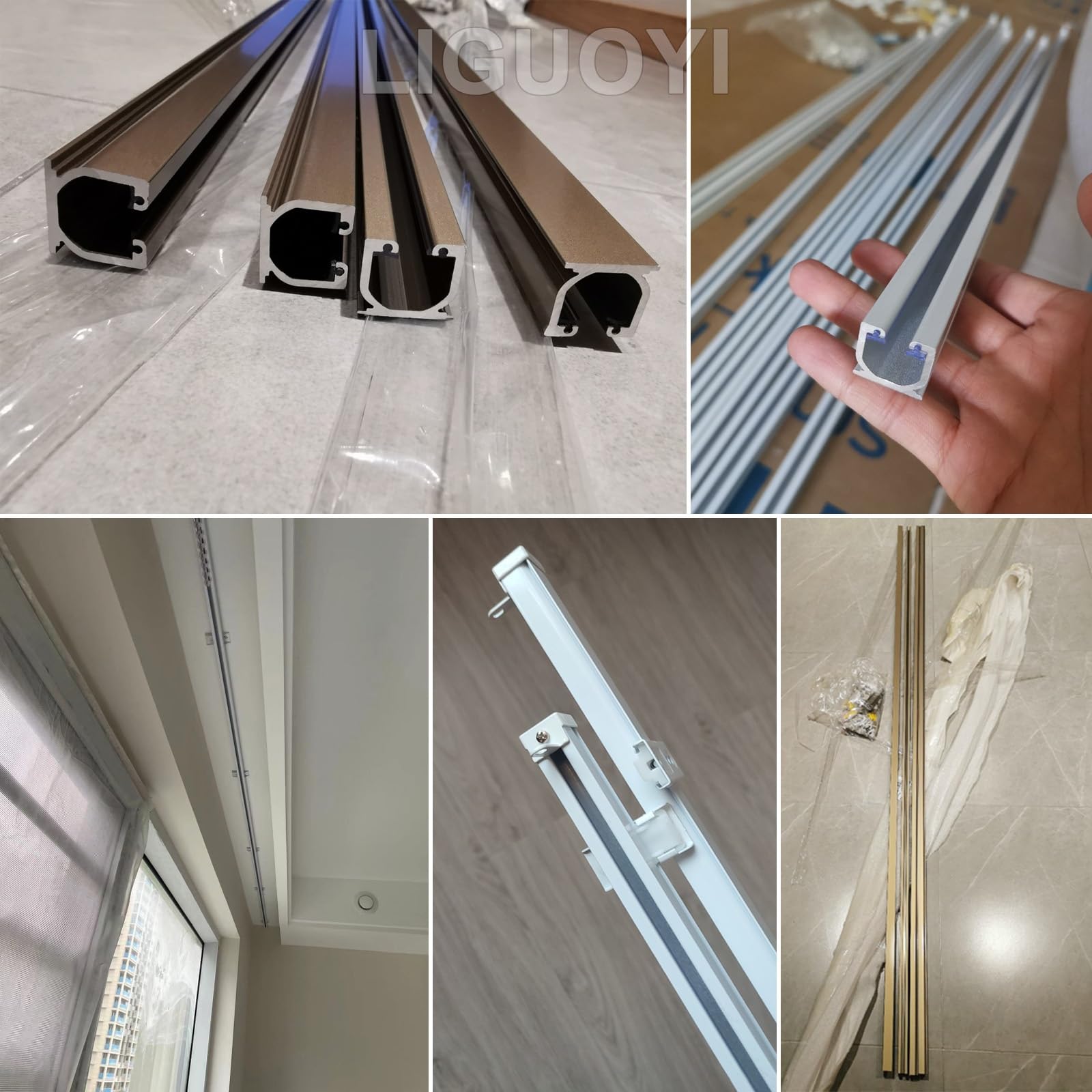 Wysokiej jakości aluminiowy karnisz, regulowany, 50 600 cm, wyciszony pojedynczy tor do zawieszenia na ścianie, nośność 80 kg, stylowy metalowy pręt w kolorze złotym, czarno-białym.