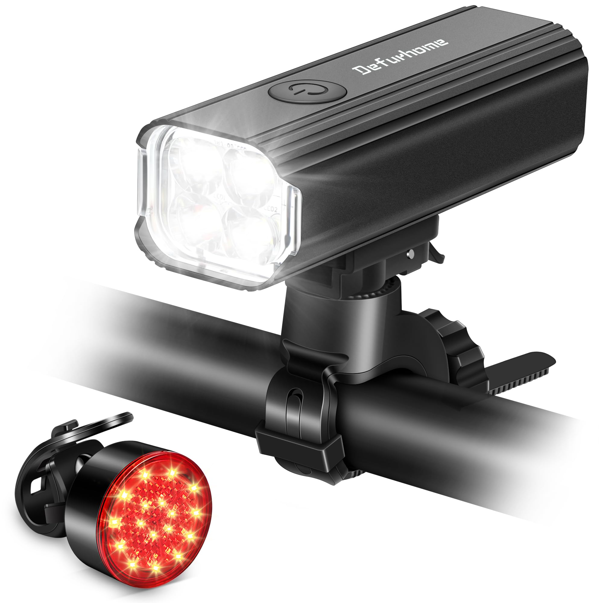 Defurhome Bike Lights Set Front and Rear, 1000LM Super Bright Bicycle Lights, 5000mAh Rechargeable Cycle Lights Front and Back with IP65 Waterproof, 4 Modes for Night Riding, Mountain, Road, Commuting