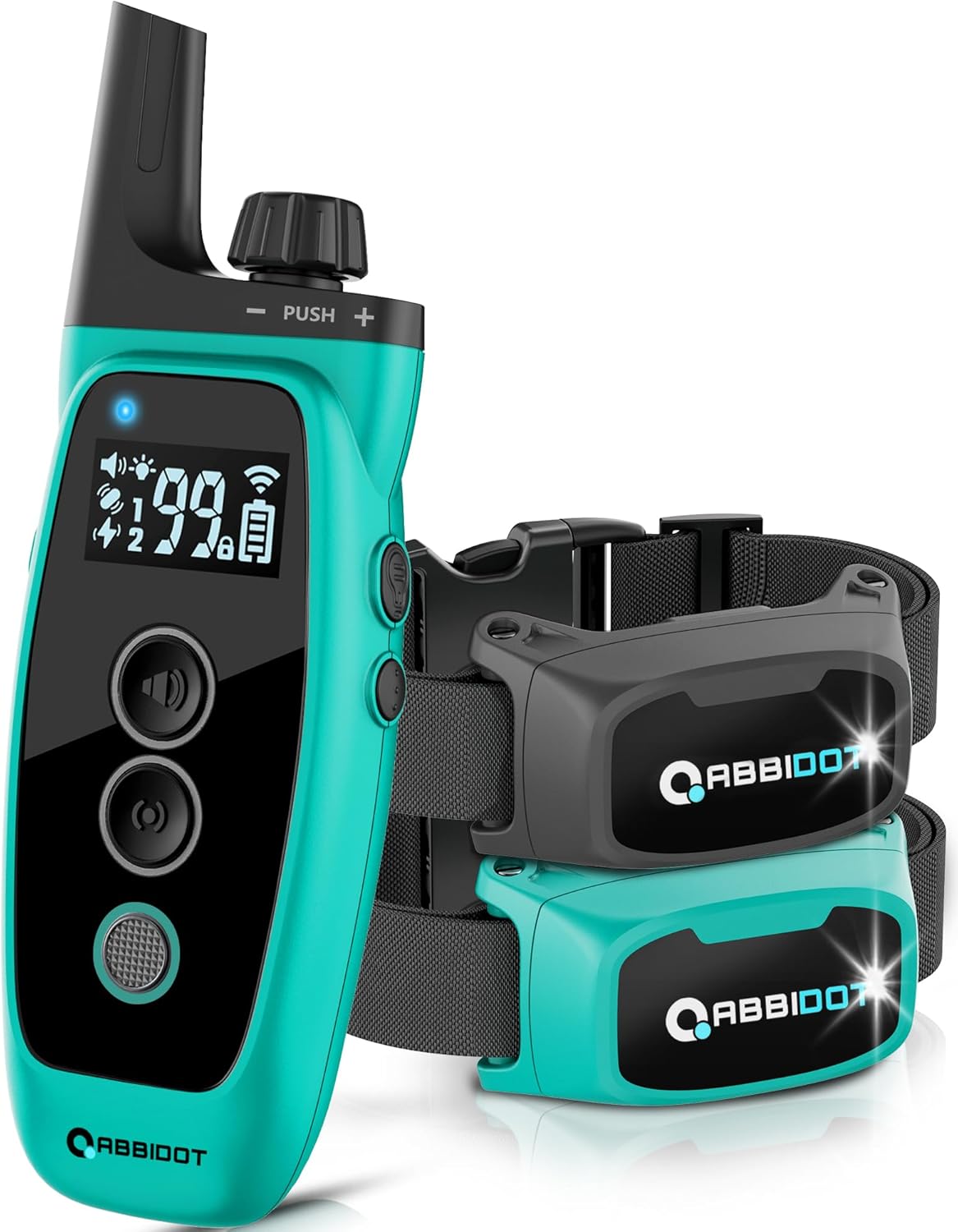 ABBIDOT Shock Collar 2 Dogs - 3300ft Dog Training Collar with Remote, 151 Levels Electric Collar, Safety Lock, Waterproof Rechargeable E Collar for Small Medium Large Dogs (Teal, 2 Collars)