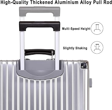 All Aluminium Hard Shell Suitcase Medium Size Travel Metal Suitcase | Metal Suitcase Hand Luggage 4 Wheels Lightweight Zipperless Luggage with 2 TSA Combination Locks (Silver, 20 inch Cabin)