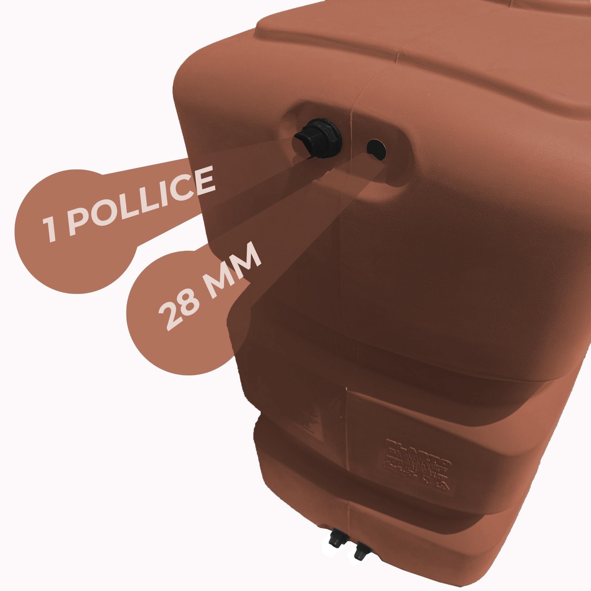 ESTO Serbatoio Acqua Verticale FINTA TERRACOTTA 1000L Cisterna Biforo, Bidone in Polietilene, Potabile o Piovana con Press Control e Pompa Elettrica (1000 Litri)