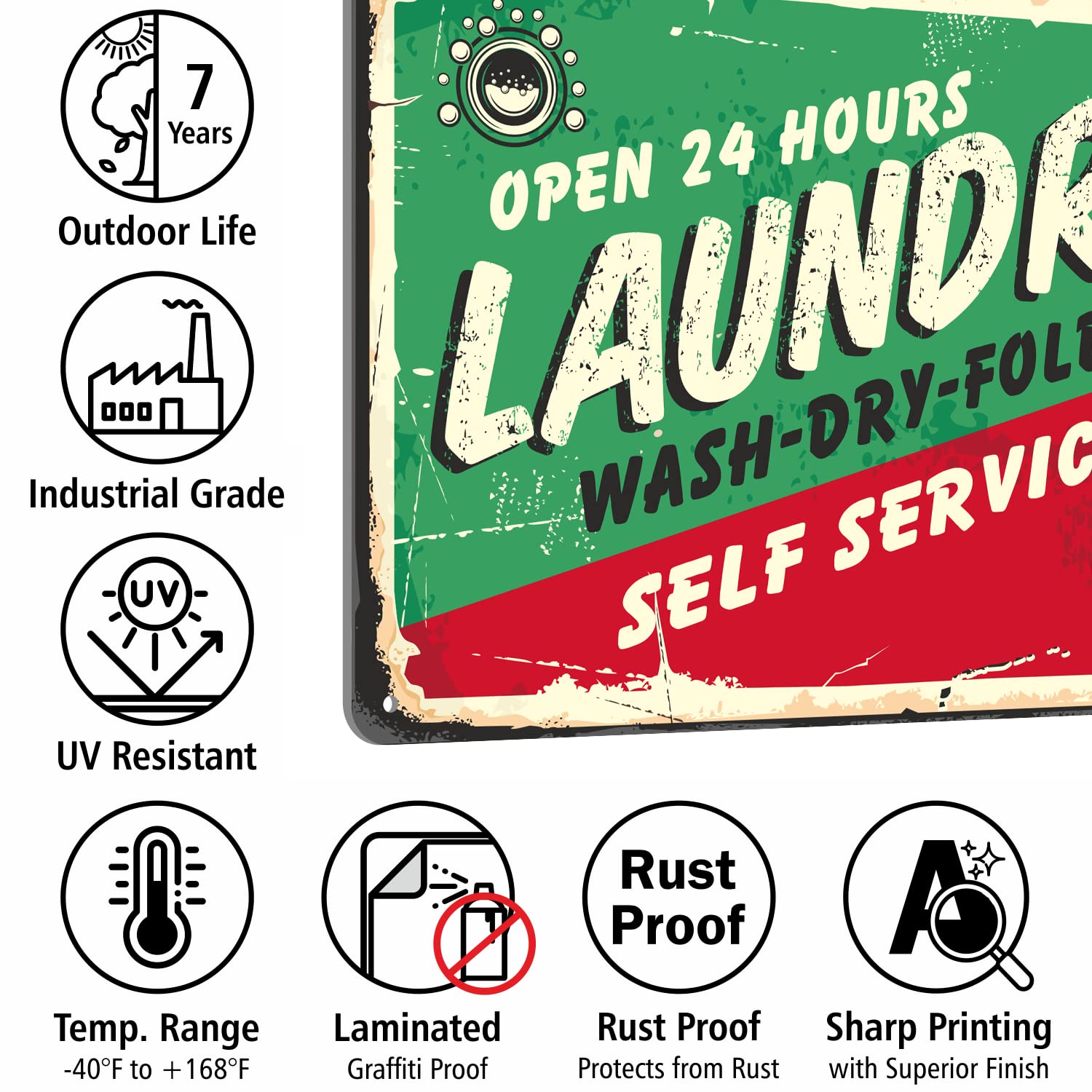 Amazon.com : SmartSign “Open 24 Hours, Self Service - Wash, Dry