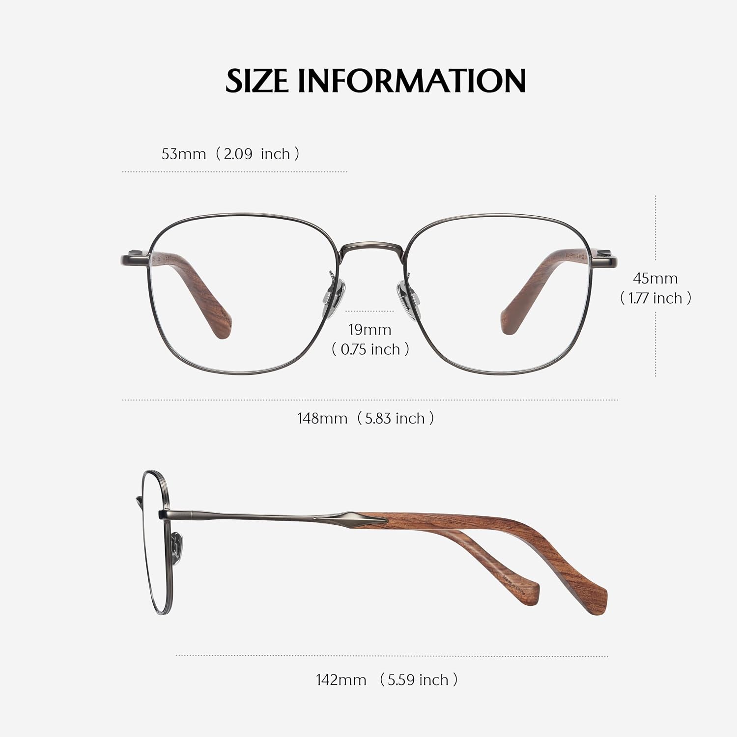 Retro Big Square Wood Glasses for Women Men Computer Eyeglasses