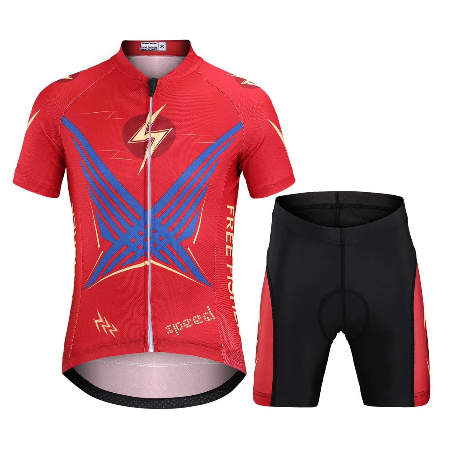 Maillot de Ciclismo Niños Niñas Conjunto Traje Ciclismo Camiseta de Manga Corta + Pantalones Cortos de Secado Rápido