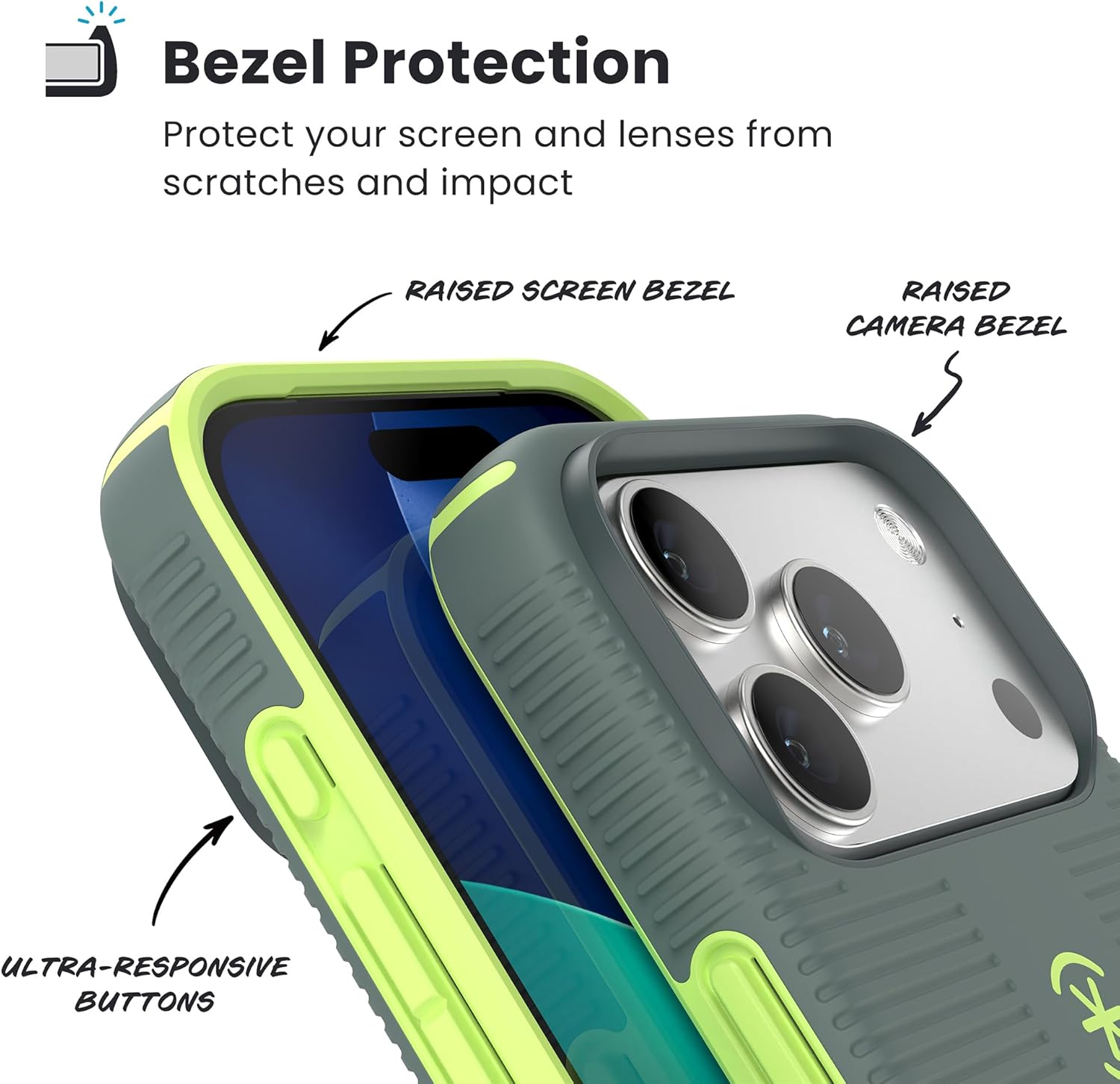 Speck CANDYSHELL Grip +MS Case for iPhone 17 Pro - NEO DRAB/Glow Green | Slim Protective Grip | Drop Protection | MagSafe Compatible - Image 5