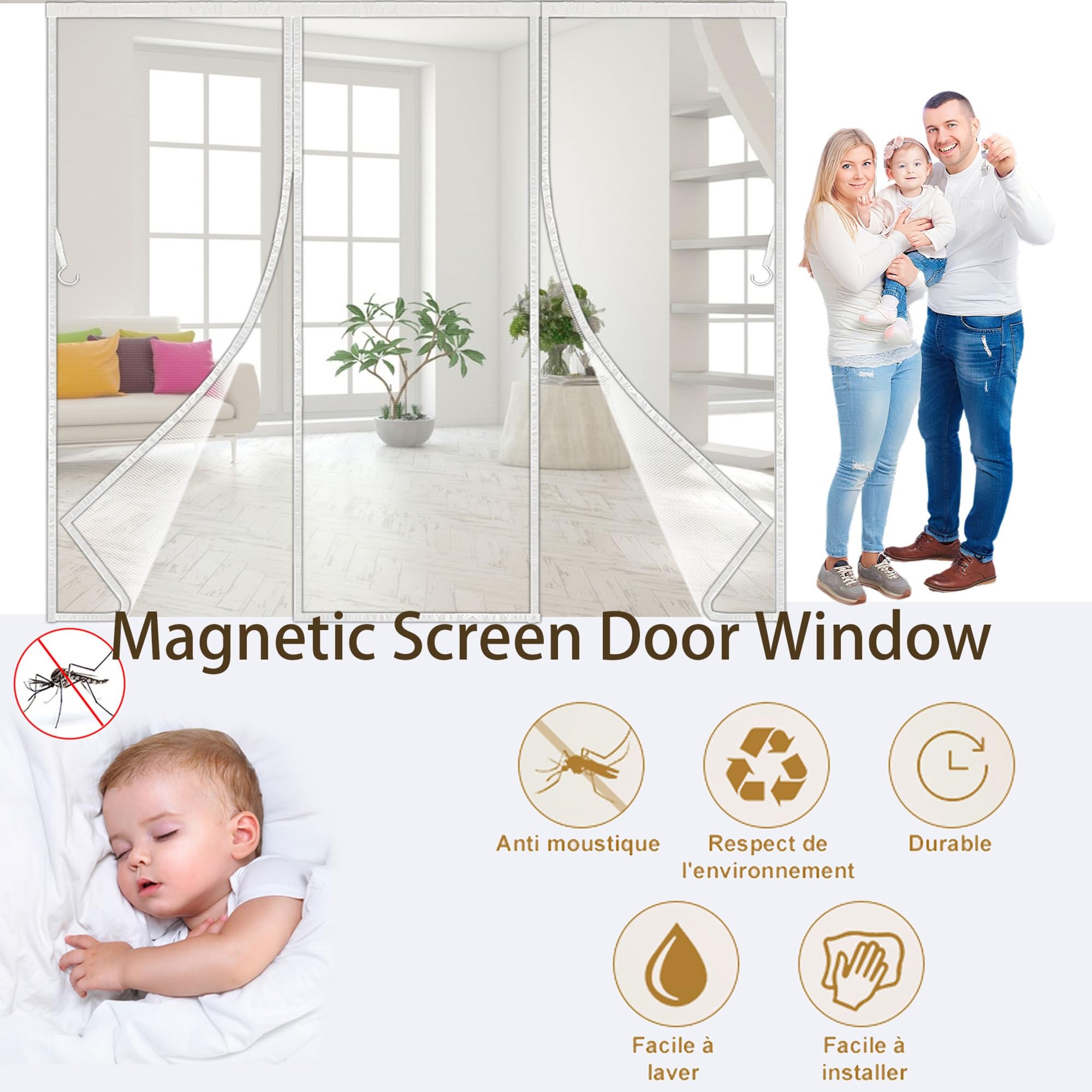 Zanzariera Magnetica Per Porte - Tenda Anti Zanzare Con Calamite 120x240cm Nero - Foto 12