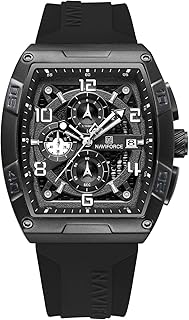 NAVIFORCE NF8052 Luminous Hollow Dial Barrel-Shaped Silicon Strap Sports Watch