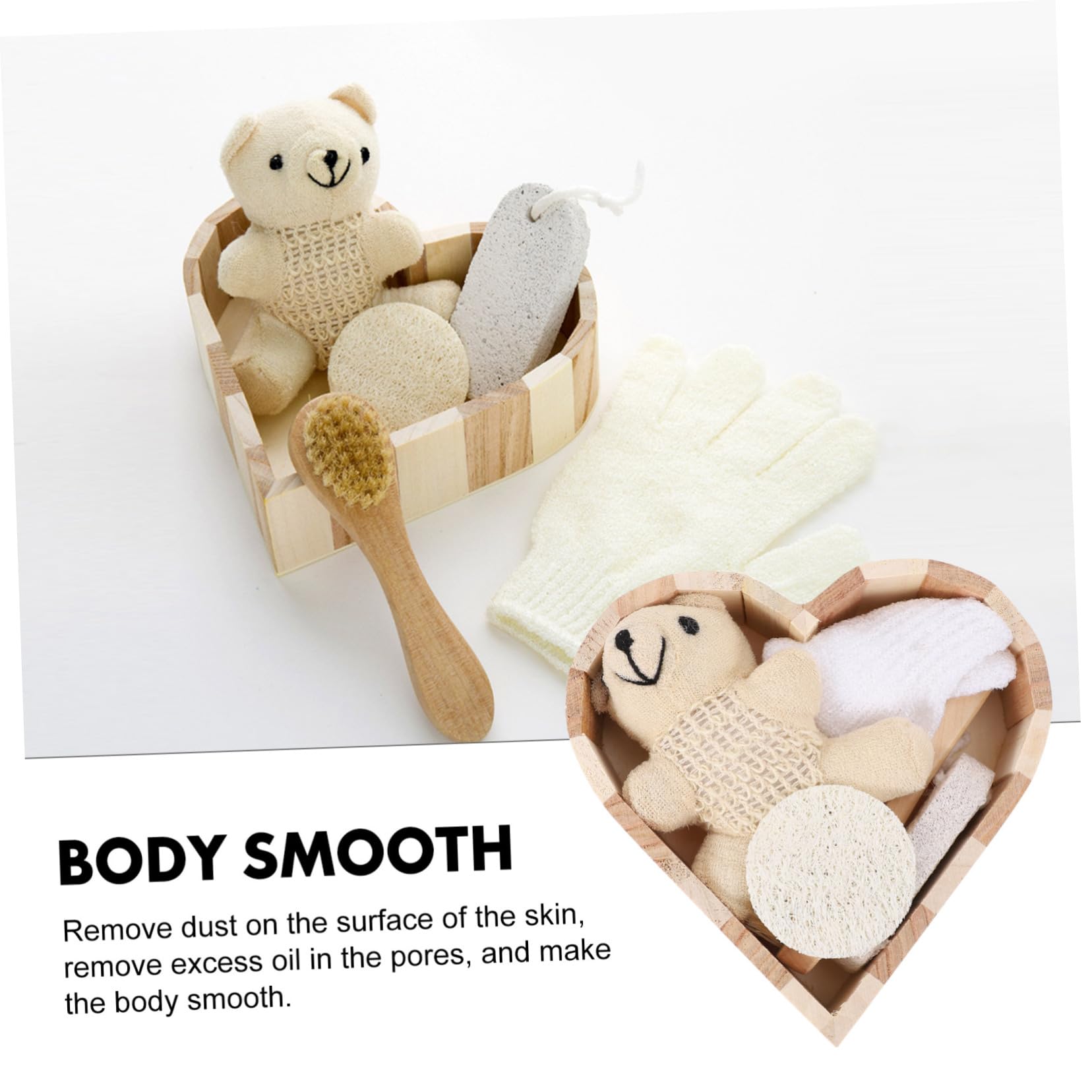 Vaguelly 1Set Heart Shaped Present Box Bathing Set Fashionable Bath Tool Kit Scrubber Kit for Exfoliation Relaxing Spa Experience for Men and Women