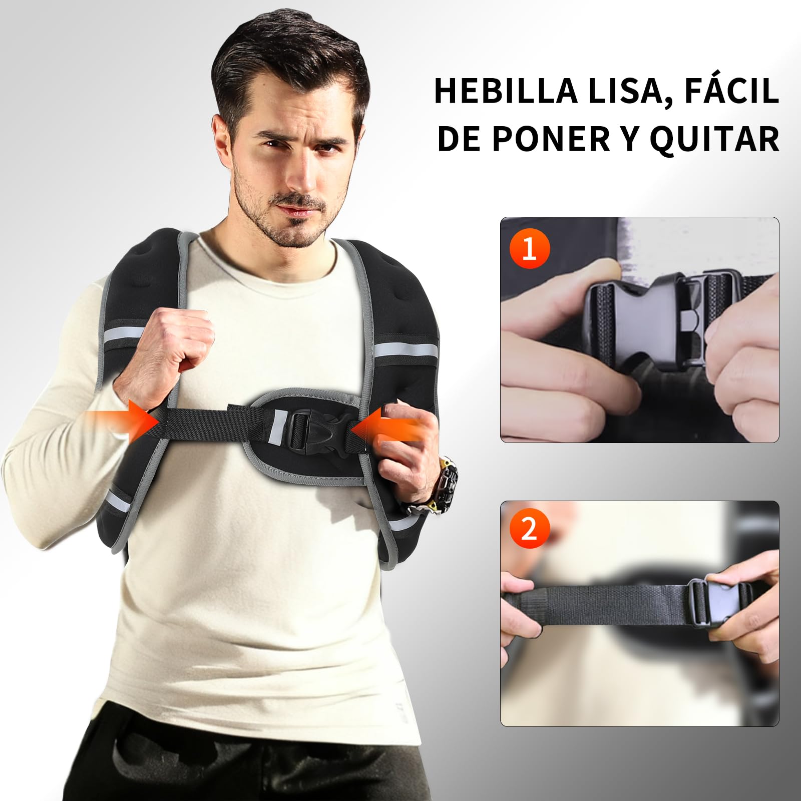 Gilet Lesté avec Bordures Réfléchissantes, Gilet Leste Équipement de Sécurité Sportive Sangles Ajustables Ergonomique, Veste Lestée Résistant, Gilet Poids Musculation 3/5/8/12KG