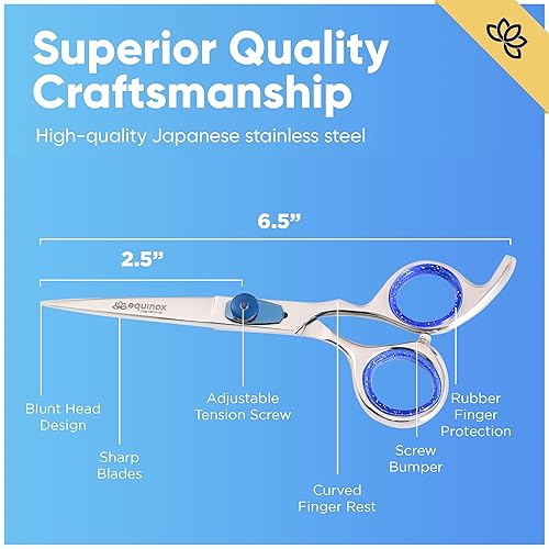 Miniatura 2 de Equinox - Tijeras prémium pcortar el cabello, serie Professional Razor Edge de acero inoxidable japonés psalón de belleza, longitud total de 6.5