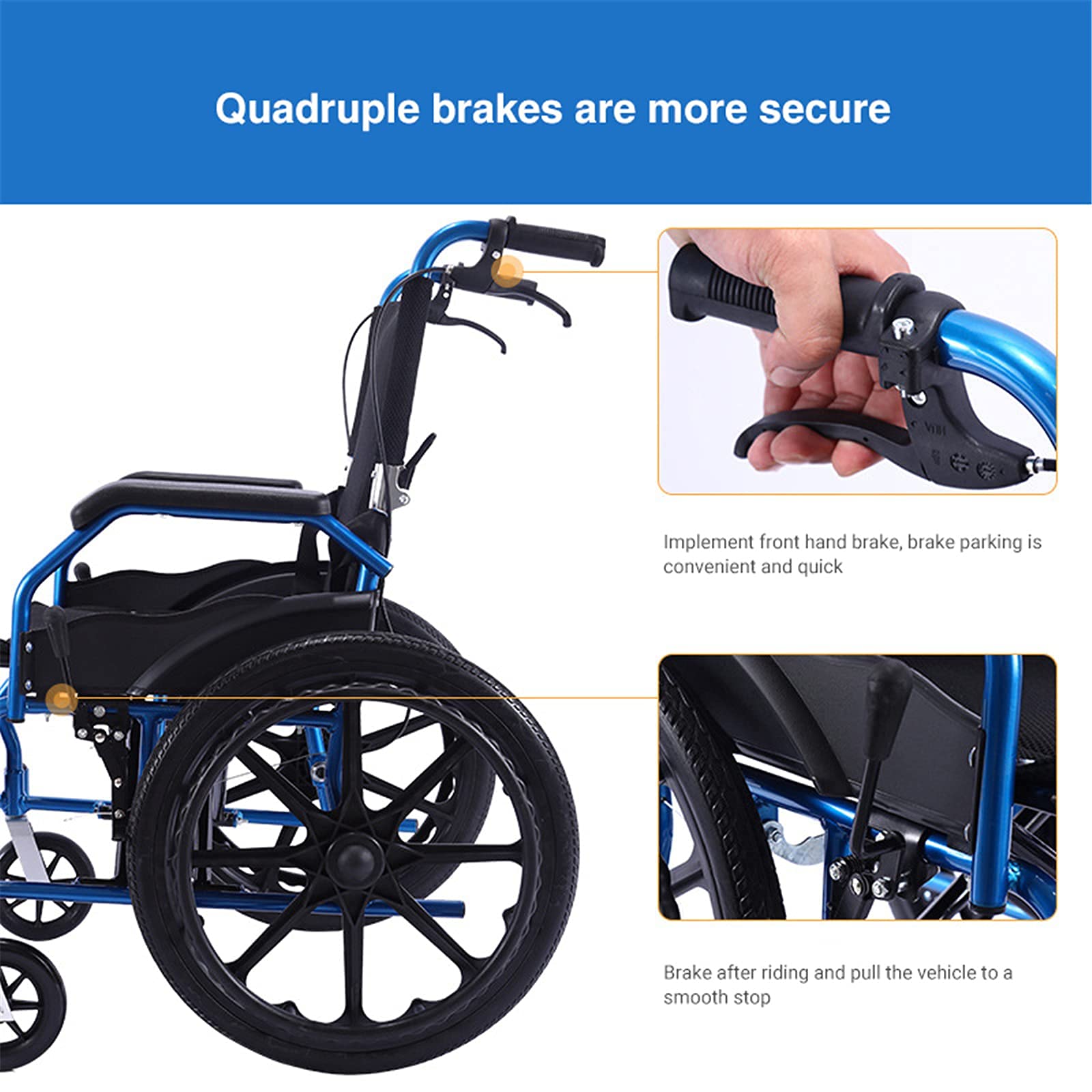 Sillas de ruedas Sillas de ruedas plegables, sillas de ruedas autopropulsadas Silla de ruedas de tránsito plegable de aluminio súper liviana con asiento extra ancho de 20 pulgadas, scooter de movili