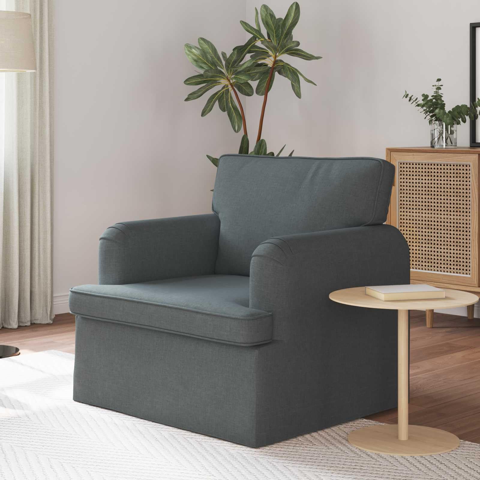 Canapé de relaxation pour salon, chambre à coucher, gris foncé, 84 x 80 x 85 cm, tissu