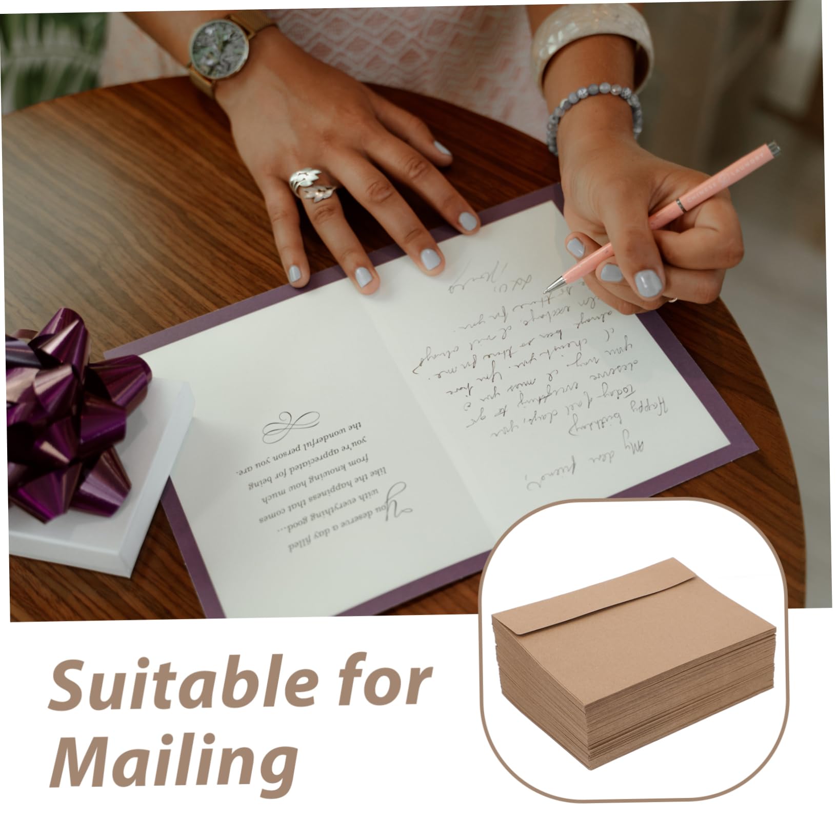 100 Piezas Sobres de Kraft Autoadhesivos para Invitaciones y Notas de Agradecimiento Versátiles para Bodas Cumpleaños Corporativos
