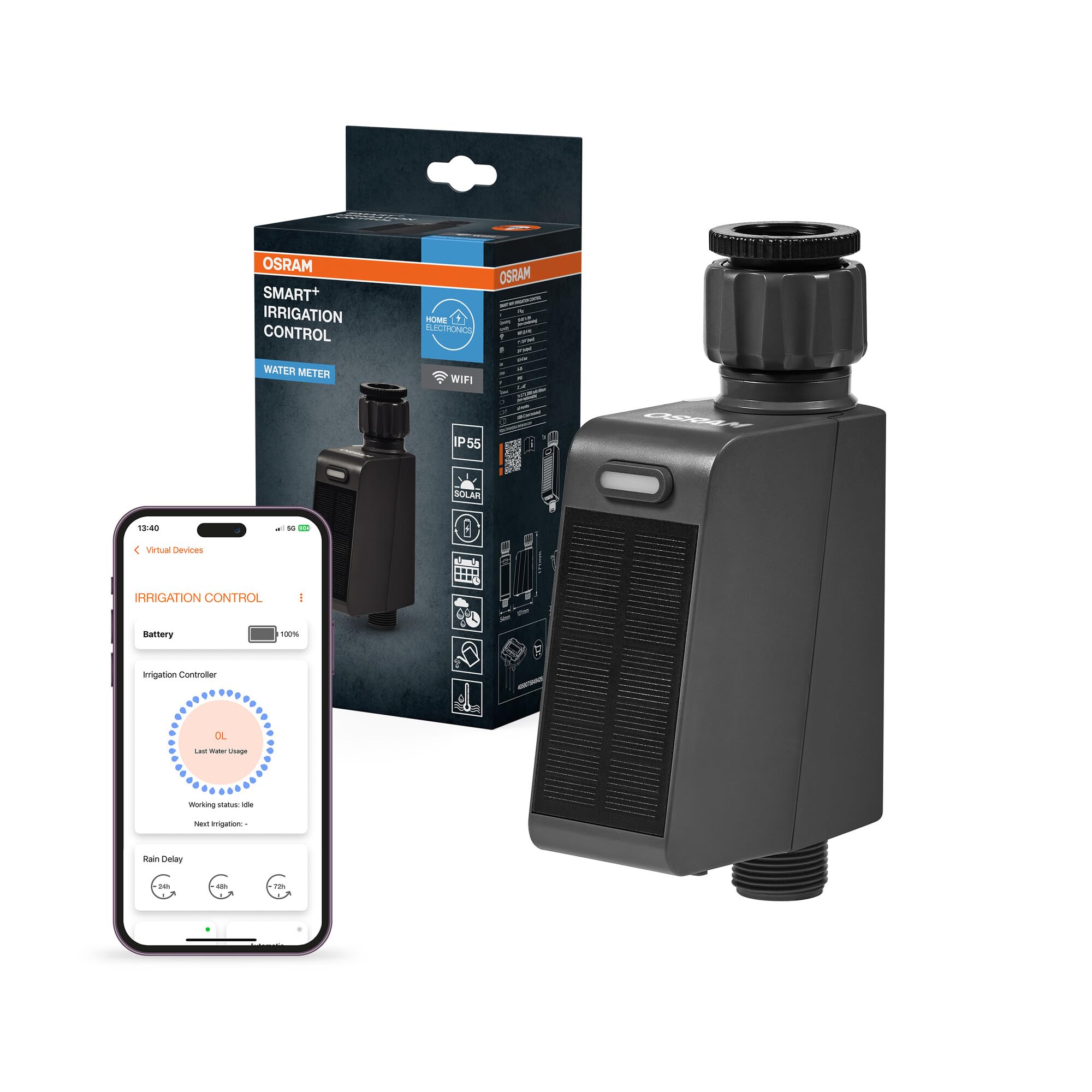 OSRAM SMART+ Irrigation Controller, Smart garden irrigation system via Wi-Fi technology, works with Google, Alexa and the SMART+ app