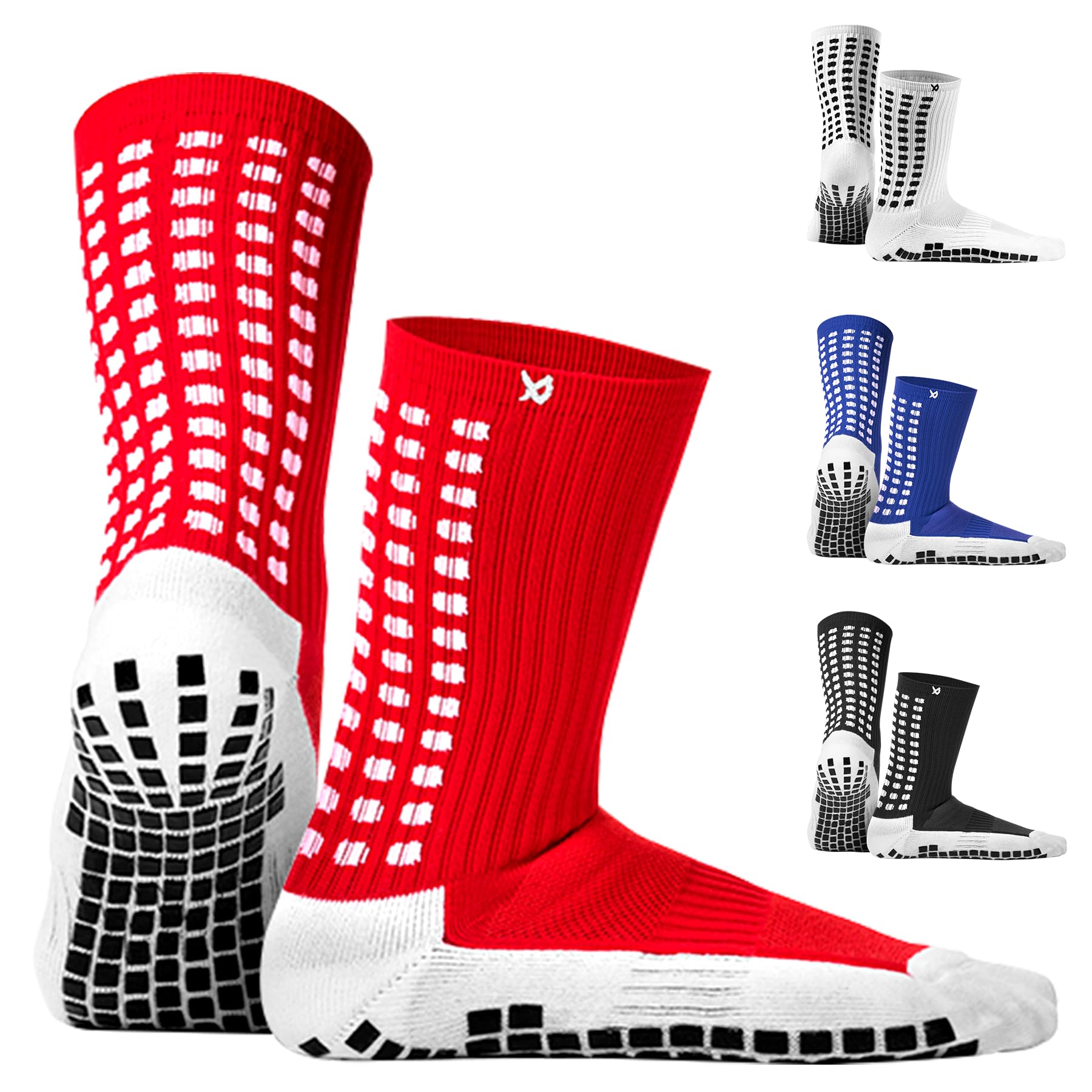 LUX Antiscivolo Calze Calcio, Calzini antiscivolo per calcio, cuscinetti in gomma, qualità superiore, pallacanestro, calcio, escursionismo, corsa