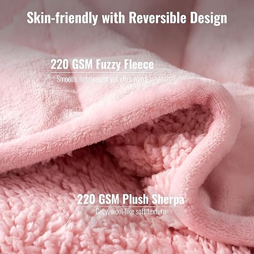 Miniatura 2 de Uttermara - Manta con peso de vellón sherpa de 15 libras para adultos, vellón ultrasuave y sherpa unicolor, manta de felpa acogedora de doble cara