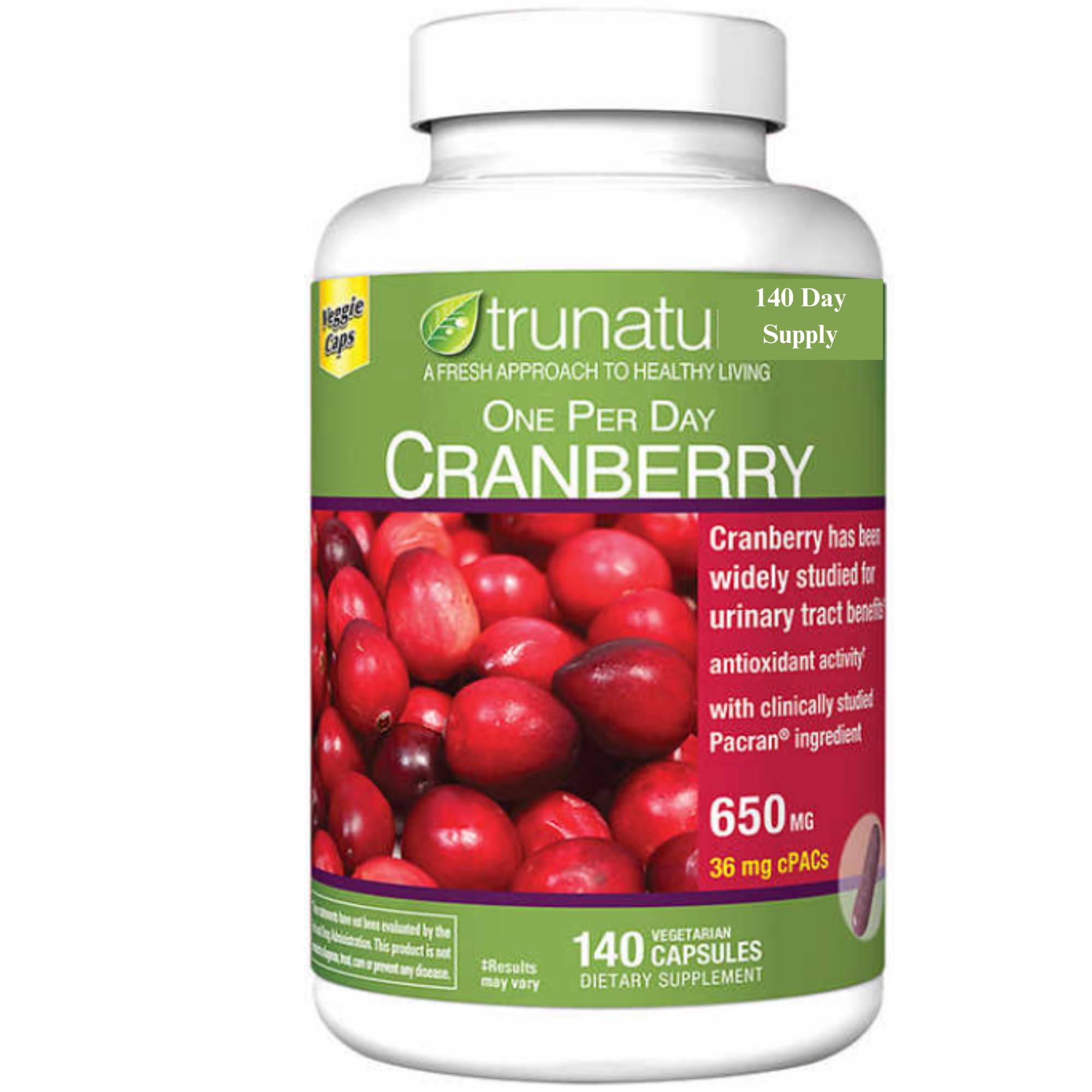 Cranberry 650 mg Compatible with Nature, 140 Vegetarian Capsules, 140 Day Supply