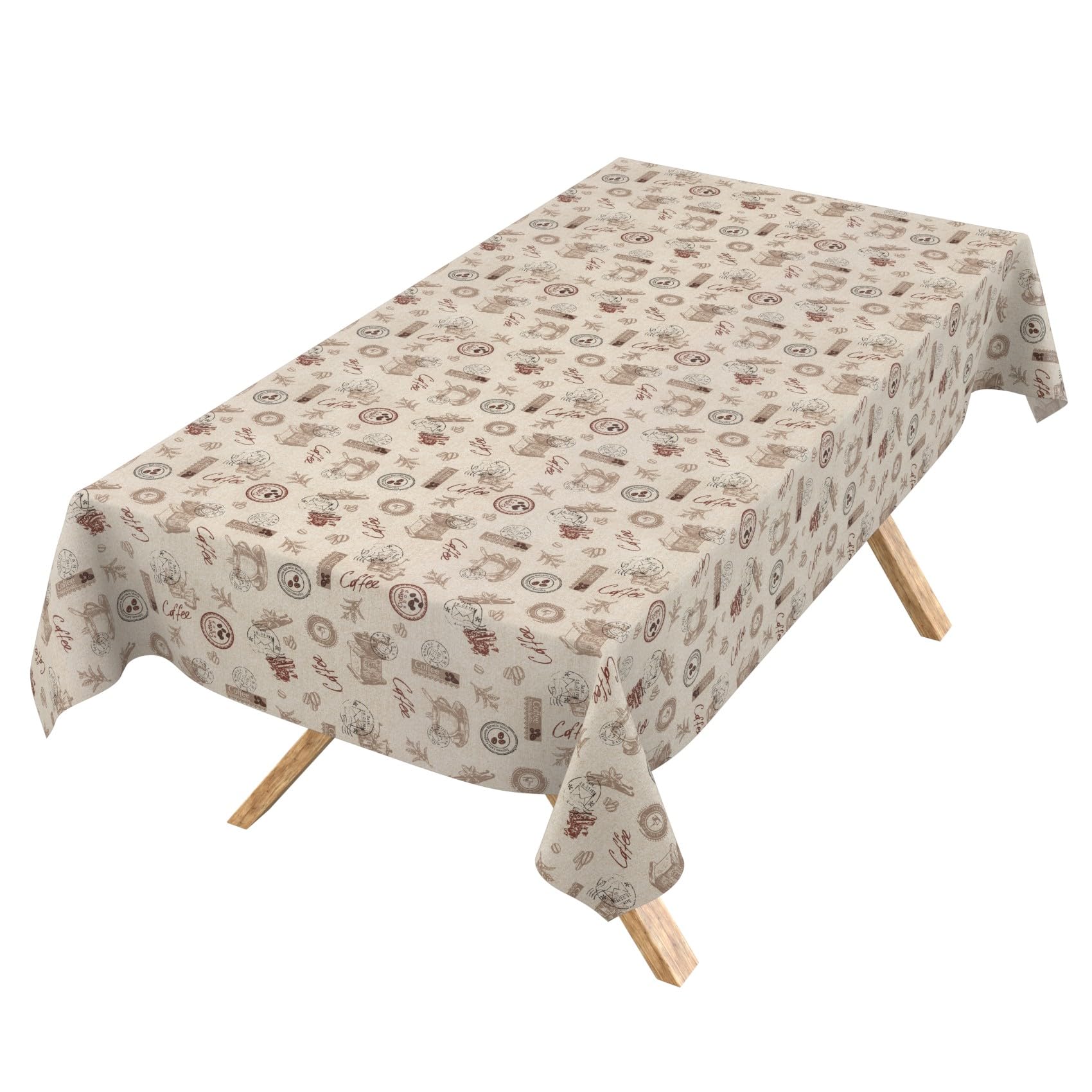 Washable Tablecloth, Lotus Effect, Easy Care, Made of Cotton, Polyester, Dirt-Repellent, Outdoor Garden Tablecloth, Coffee, 160 x 140 cm