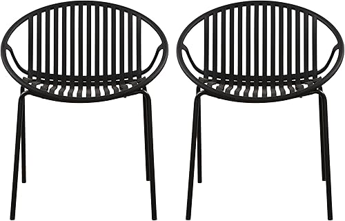 Miniatura 8 de Christopher Knight Home Tita - Juego de 2 sillas de comedor modernas para patio al aire libre, silla apilable, cena exterior, jardín, balcón,