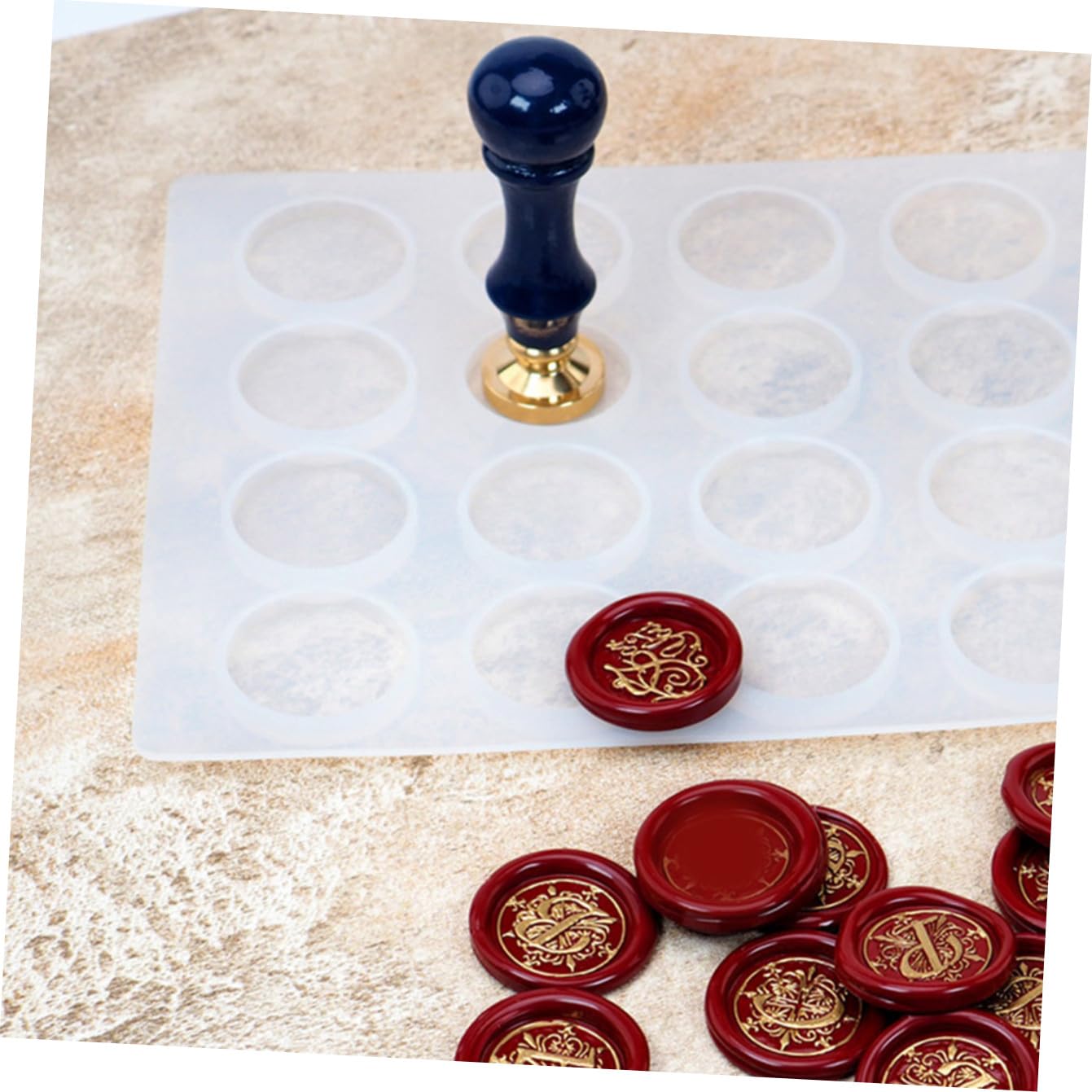 Creative 16-Cavity Silicone Wax Seal Stamp Mold for DIY Crafts Vintage Envelope Sealing for Wax Sealing Practice for Handmade Projects