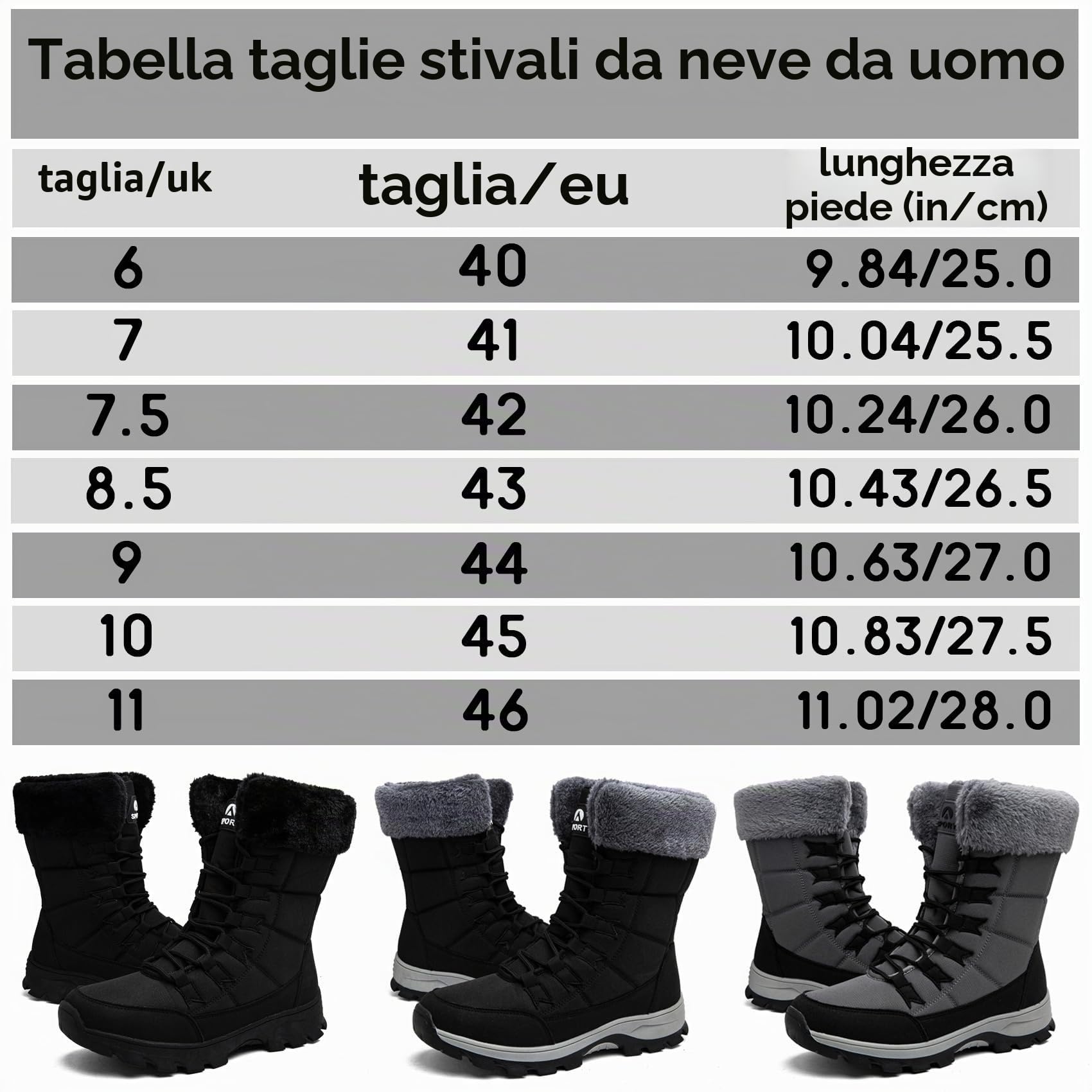 Stivali da Neve Uomo Invernali Foderato Pelliccia Caldo Stivaletti All'aperto Impermeabile Antiscivolo Doposci