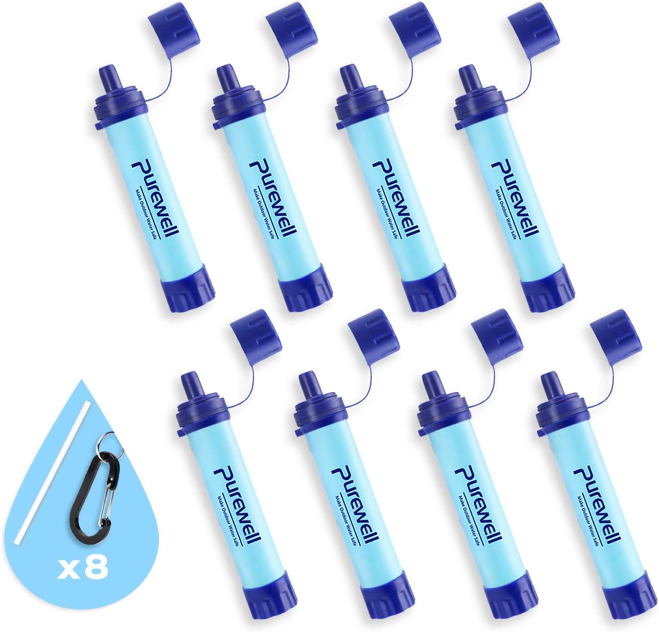 PurewellOutdoor Water Filter Personal Water Filtration Straw Emergency Survival Gear Water Purifier for Camping Hiking Climbing Backpacking