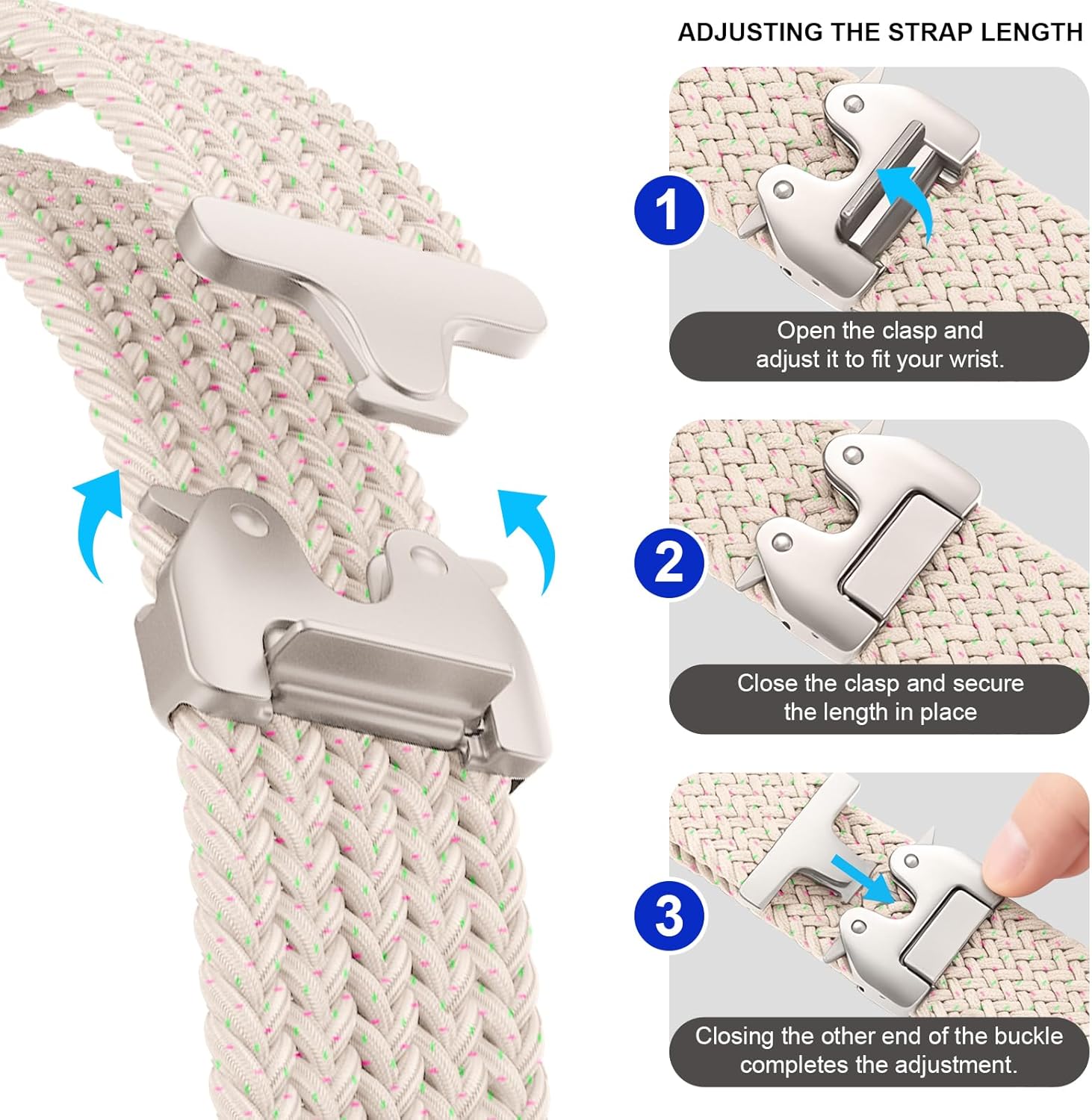 Parachute Buckle Strap for iWatch Series10-1 SE/Ultra3 2 1,Braided Solo Loop Elastic Nylon Sports Band Compatible with Apple Watch Bands - Image 2