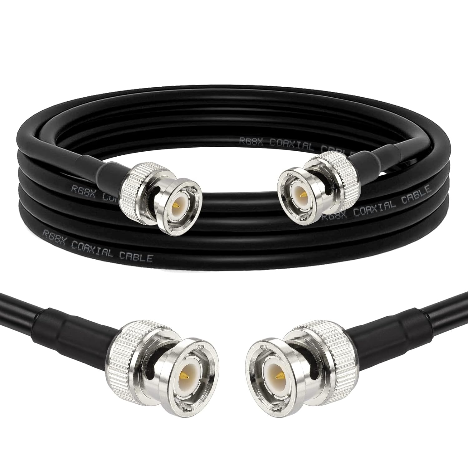 Superbat BNC Male to BNC Male Coax Cable 6ft, 50 Ohm RG8X Cable with