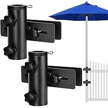 Patio Umbrella Holder for Deck Railing, Adjustable Patio Umbrella Base | Outdoor Umbrella Stand, Umbrella Bracket Clamp Deck Umbrella Mount for Balcony, Porch, Fence, Post, Fits Umbrellas up to 1.9"