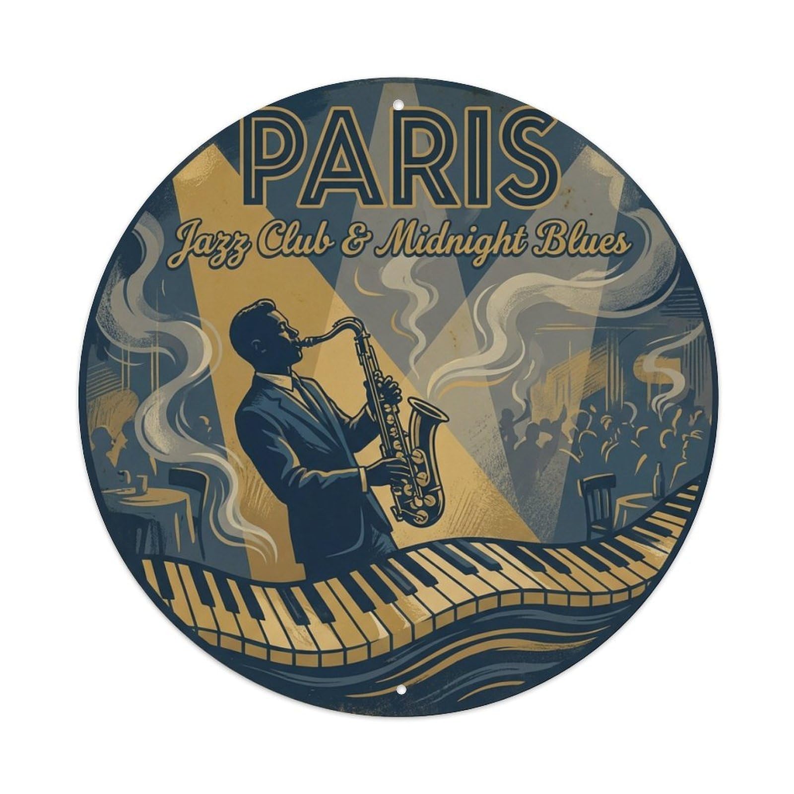 Olhnbad Style Paris Culture Travel Jazz Club Midnight Blues Metal Tin Sign