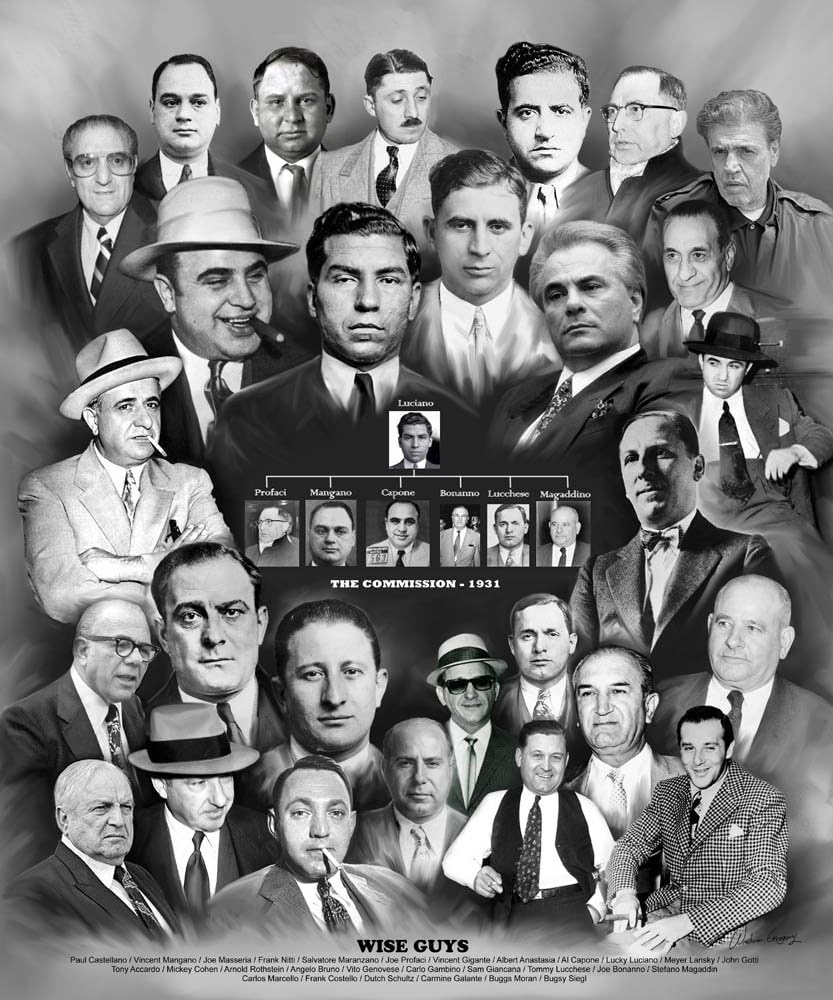 Wishum Gregory ArtThe Art Depot Wise Guys: La Cosa Nostra by Wishum Gregory (24x20 inches - Unframed Art Print)
