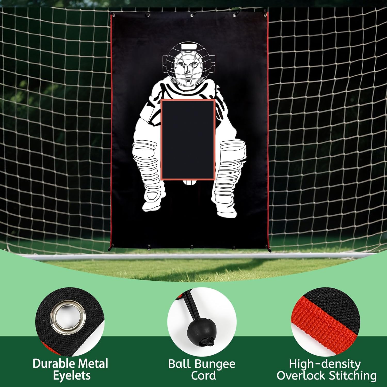Baseball/Softball Backstop with Strike Zone Black Vinyl Batting Cage Backdrop and Net Saver Durable Facility Backstops for Pitching Outdoors