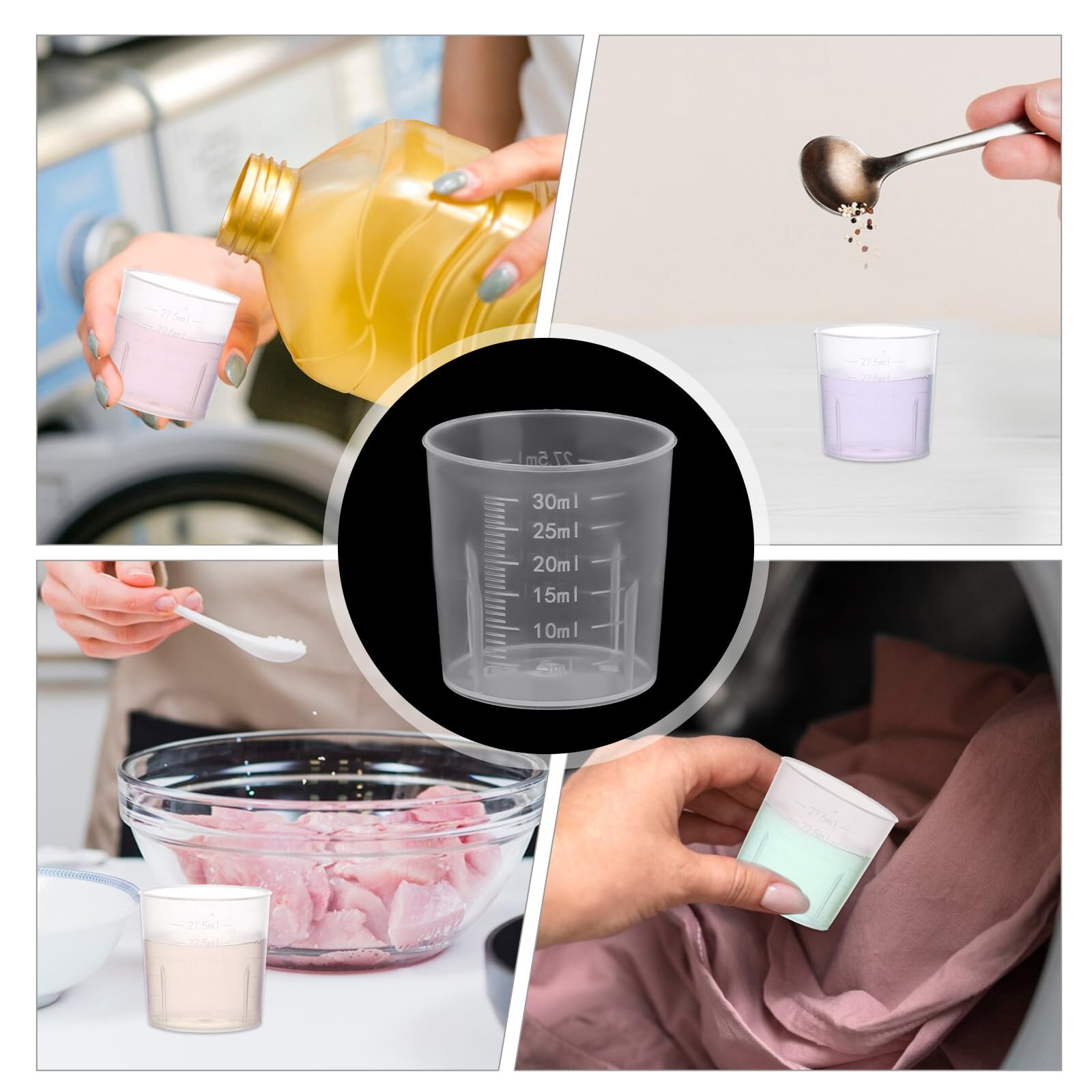 10 Stück Flüssigkeits-Messbecher Mini klare Küchen becher mit durchsichtigem für Küchen koch werkzeug Transparent Labs Maß werkzeug (30 ml) Küche, Haushalt & Wohnen