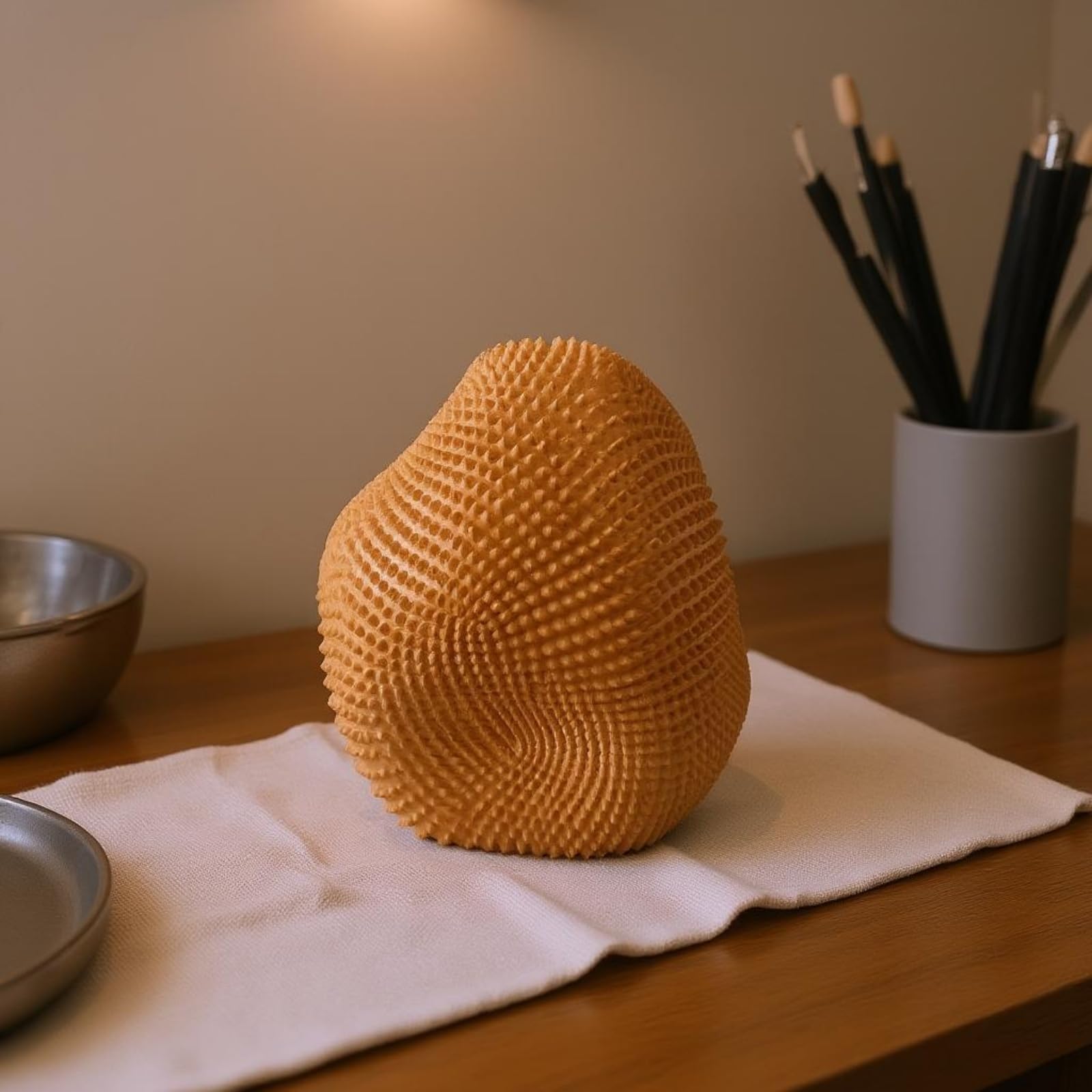 rockible Escultura de Resina Pieza Escultura Decoración con Forma Redondeada y Detalle Escultórico Que Atrae Miradas Adecuada para Repisas Vitrinas Espacios de Trabajo, Marrón Café