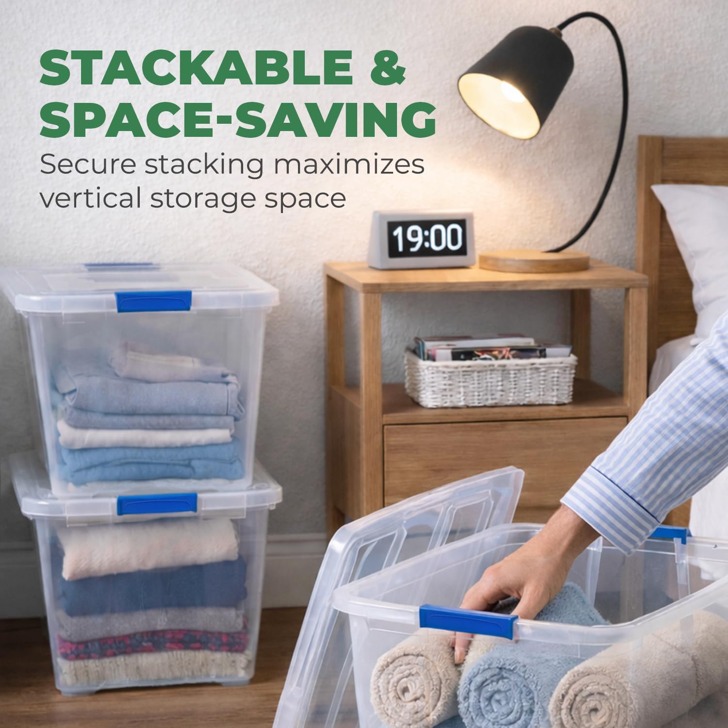 EconoHome Clear Storage Box - 95 Qt/24 Gallon Clear Plastic Storage Bins with Lids 4 Pack - Lidded Stackable Organizer Bins for Organization - Heavy-Duty Tote for Organizing at Home, Office, or Garage