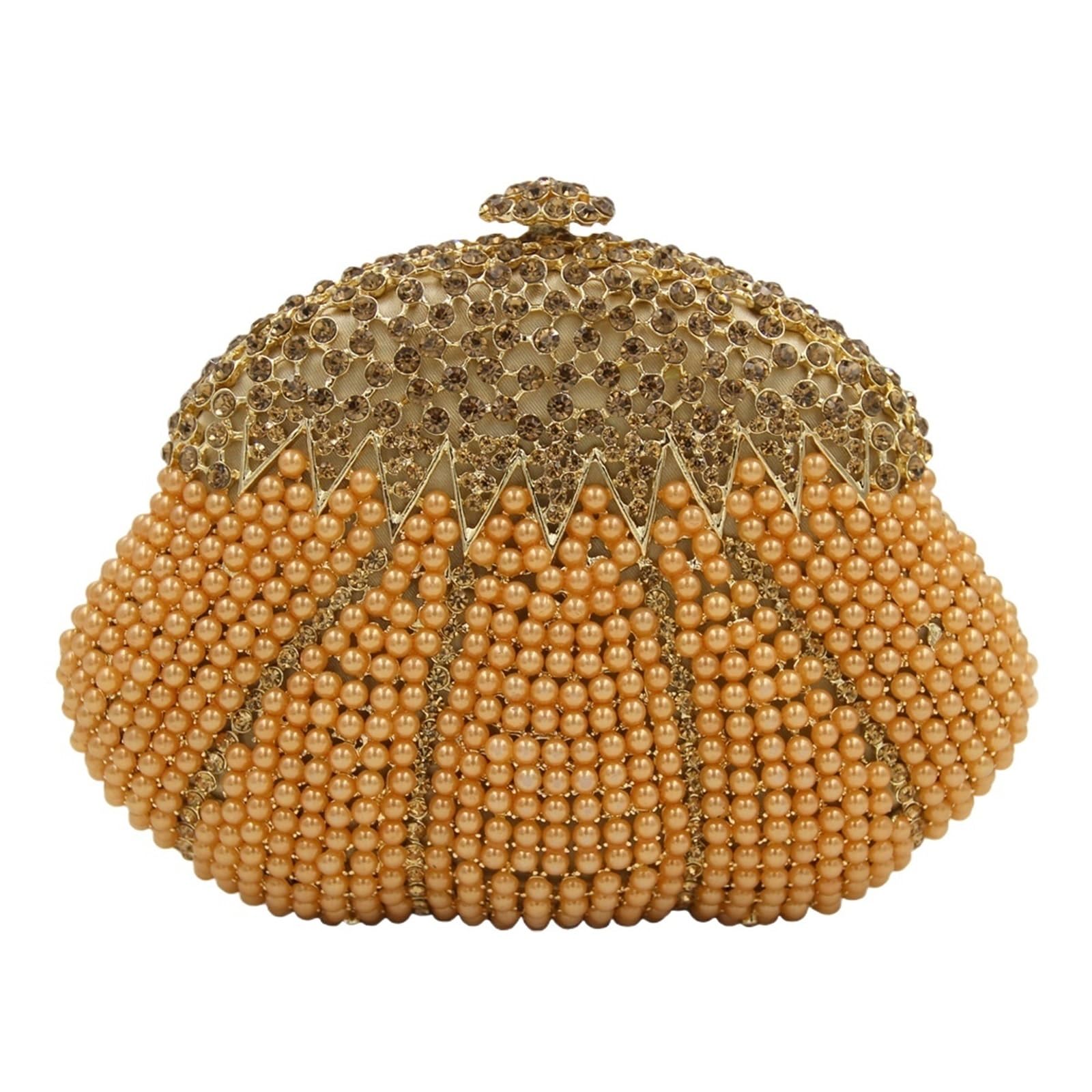 Pochette mariage diamant de luxe avec strass et perles d'exception