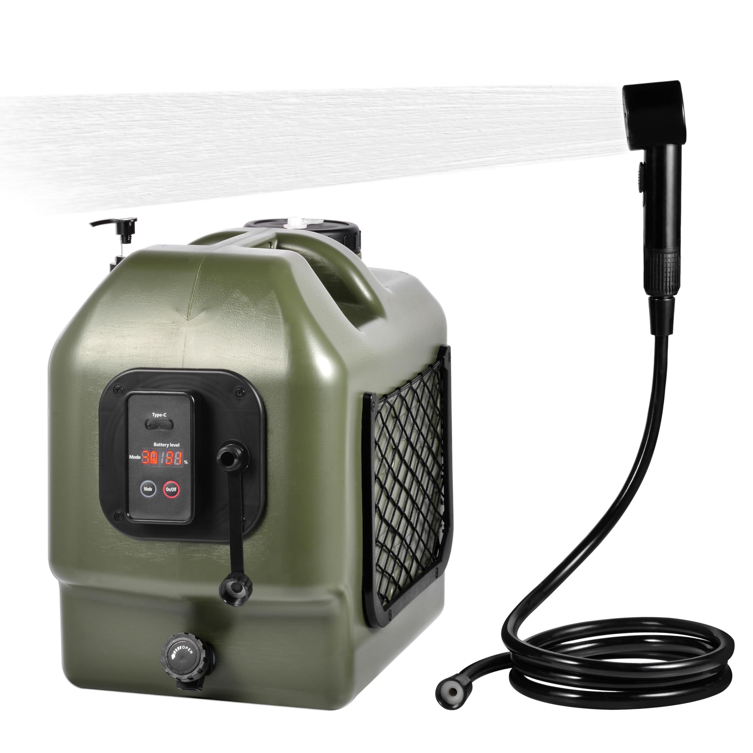 YIIQIQ Portable Camp Shower 5-Gallon 2/5/8 Hours Battery Life Cordless Electric Rechargeable Food-Grade Water Tank for Camping Pressure Washer for Garden & Pet Cleaning
