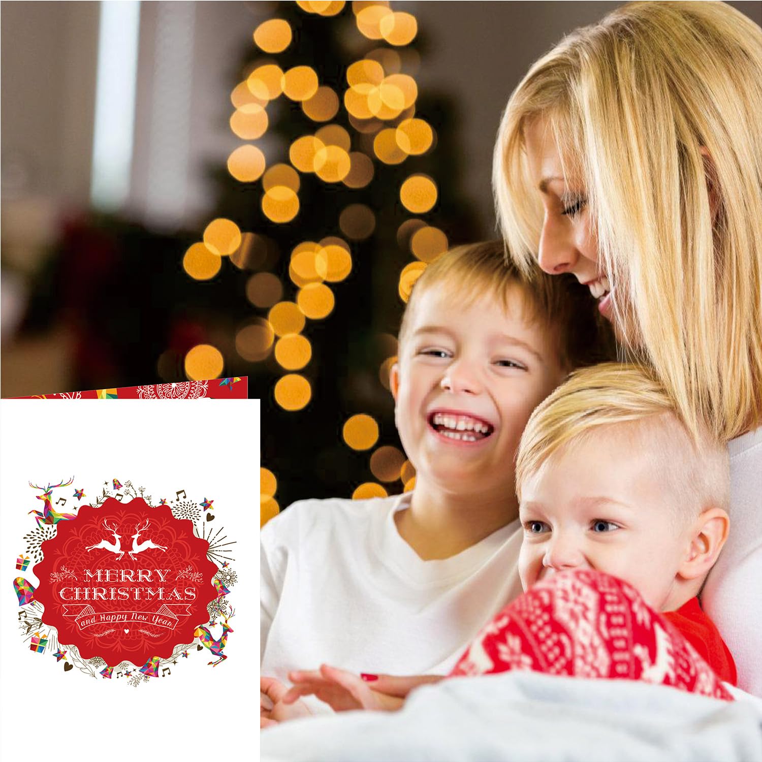 Tarjeta de agradecimiento de Navidad, tarjetas de Navidad de 4 x 6 pulgadas, 8 tarjetas de Navidad con sobre y calcomanía, tarjetas de deseos de Navidad, tarjetas de felicitación de Navidad