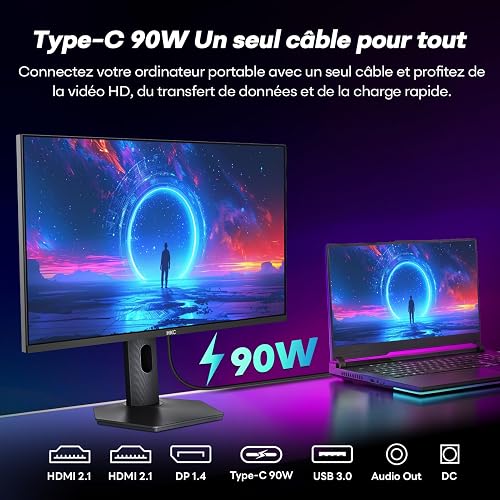 HKC G27M7Pro 27" Mini LED IPS Gaming Screen, UHD 160Hz/FHD 320Hz, 1ms DIC,HDR1400,98% DCI-P3,Adaptive Sync,USB-C 90W,2×HDMI 2.1,DP 1.4,Height Adjustable Bracket,VESA 100×100 - 6