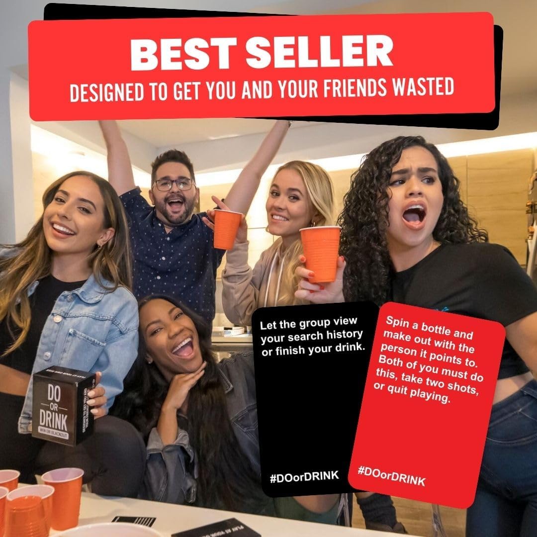 Do or Drink Drinking Card Games for Adults - Fun Adult Games for Game Night & Parties - 21st Birthday Gift & Bachelorette Party Games with 350 Cards & 175 Challenges That Will Get You Drinking - Image 2