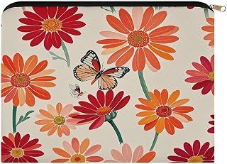 Red Daisy Aesthetic Makeup Bag Cosmetic Bag with Zipper | Cute Makeup Pouch & Toiletry Bag for Women Lightweight Skincare Organizer
