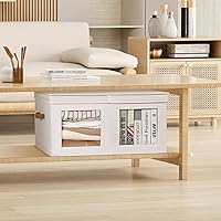 Vista 6 de Univivi Large Storage Boxes with Lids, Collapsible Foldable Storage Bins for Clothes, [2-Pack] Fabric Storage Cubes with Handles, Closet Organizers