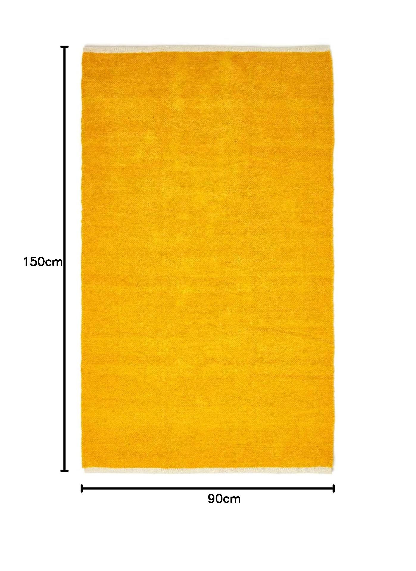 Homescapes Tappeto lavabile in ciniglia, 90 x 150 cm, tessuto a mano, 100% cotone, giallo senape