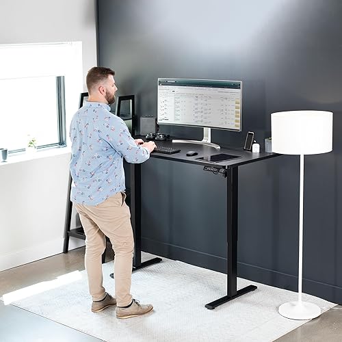 Miniatura 2 de VIVO DESK-KIT-1B6B-30 - Escritorio eléctrico de altura ajustable de 60 x 30 pulgadas (59 x 29.5 pulgadas), mesa negra, marco negro, serie 1B,