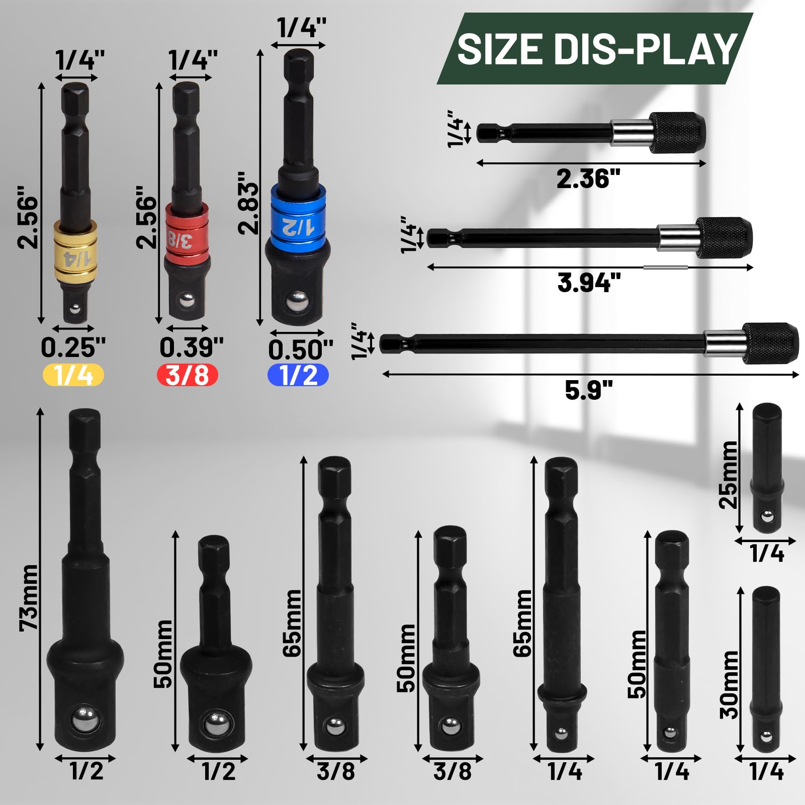 17 Pcs Flexible Drill Bit Extension, Include 2 Pcs Hex Shank 105° Right Angle Drill Attachment 3Pcs Drill Bit Holder 10 Short Screwdriver Bits With 90° Angled Bits And Bendable Drill Bit Extension - View #6